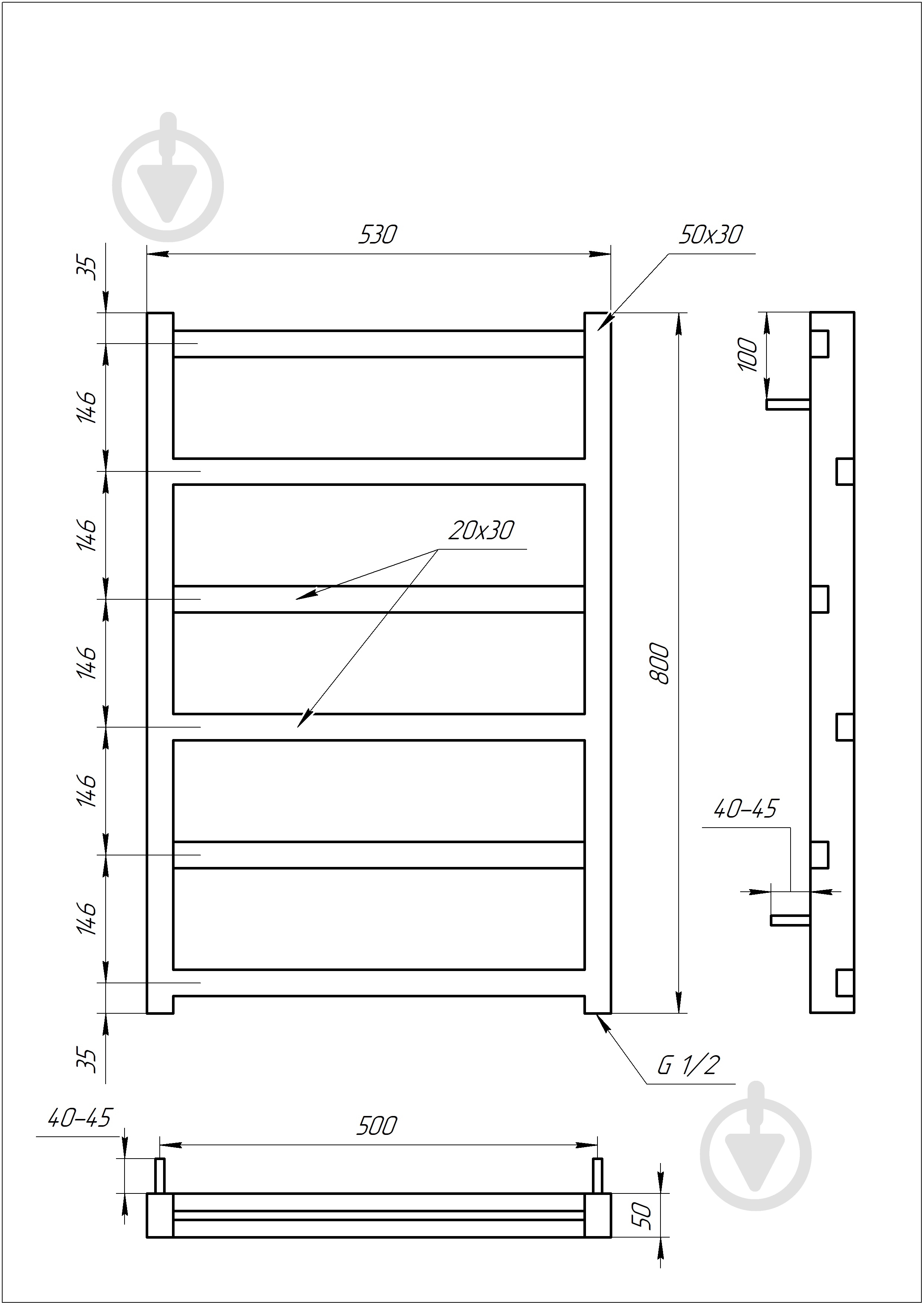 Полотенцесушитель водяной GenesisAqua Level/B800 - фото 2 Полотенцесушитель водяной GenesisAqua Level/B800 - фото 2