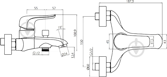 Змішувач для ванни Damixa Palace evo 42000000 - фото 2