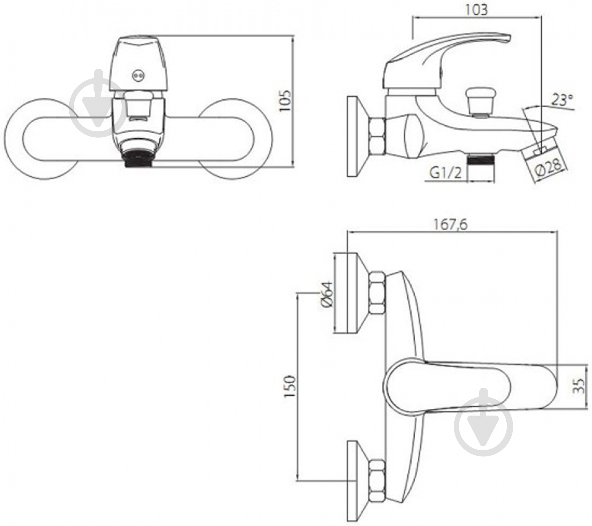 Смеситель для ванны Damixa Palace One 411000000 - фото 2 Смеситель для ванны Damixa Palace One 411000000 - фото 2