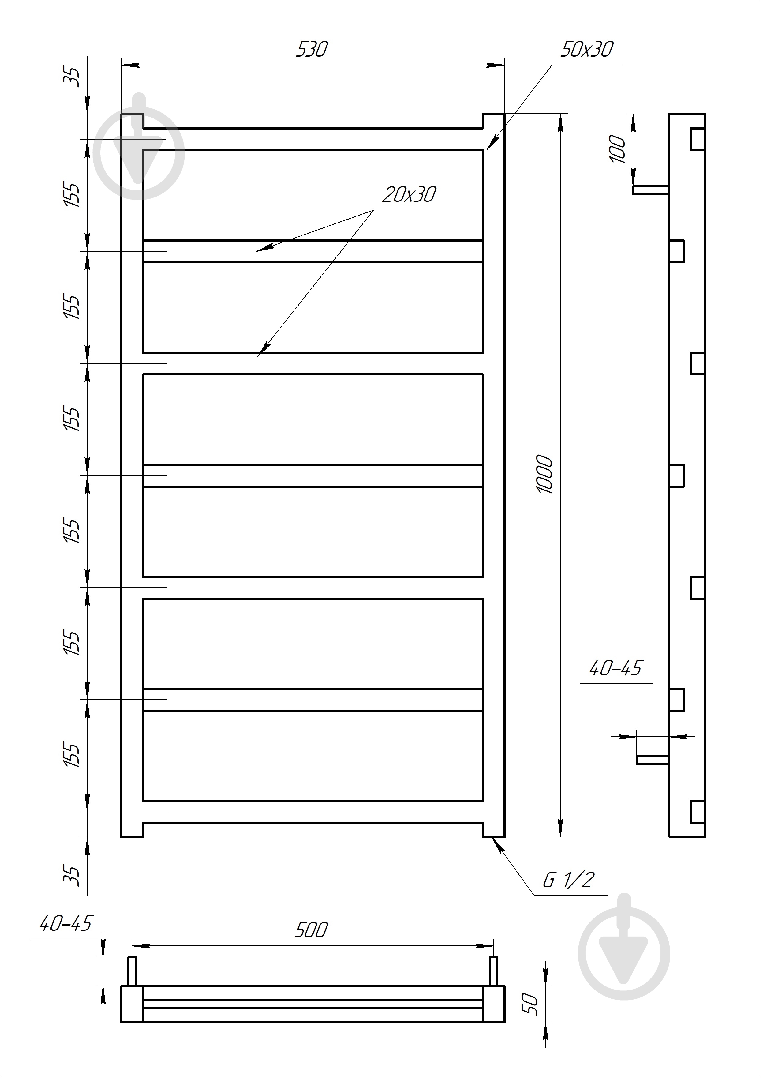 Полотенцесушитель водяной GenesisAqua Level/B1000 - фото 2