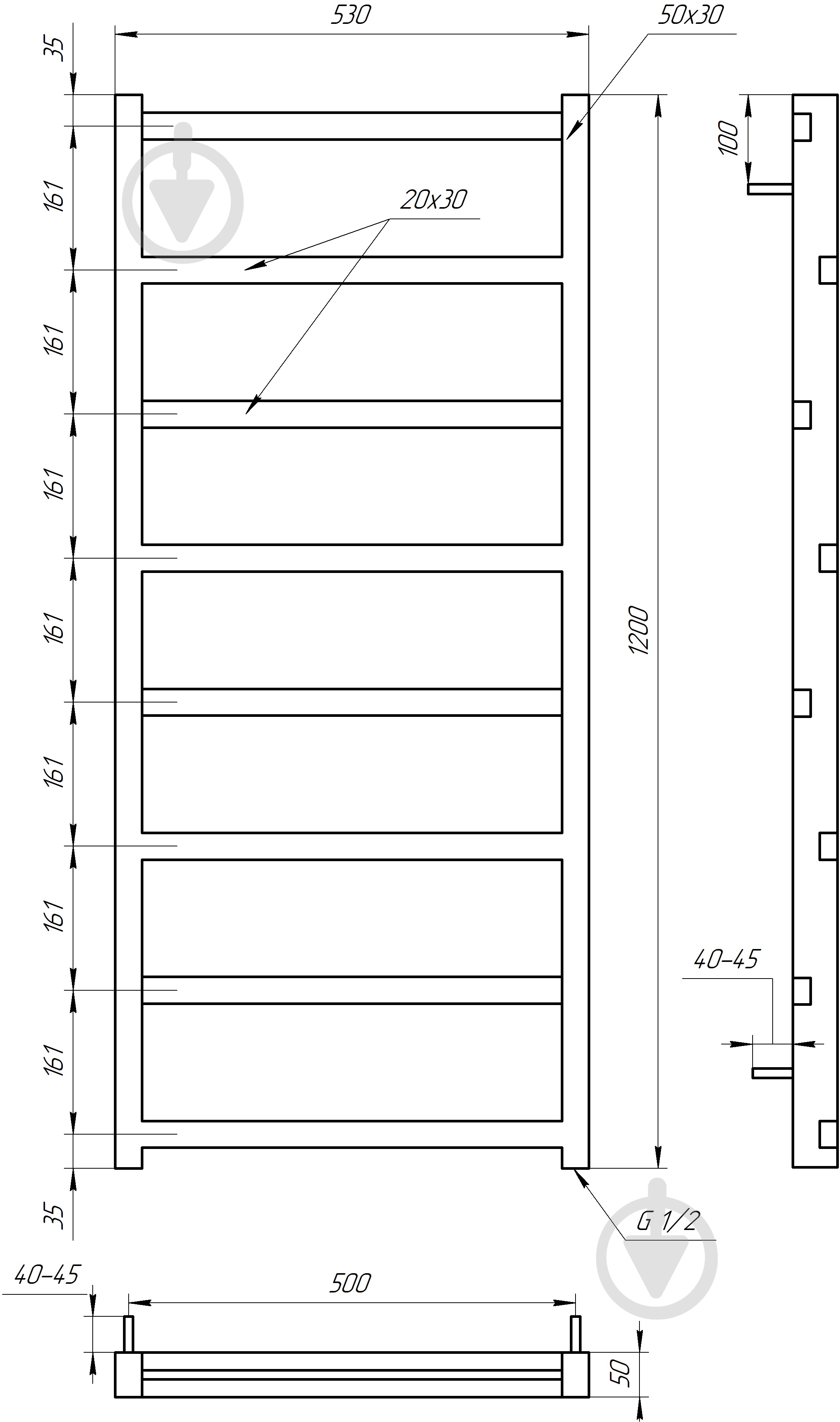 Полотенцесушитель водяной GenesisAqua Level/B1200 - фото 2 Полотенцесушитель водяной GenesisAqua Level/B1200 - фото 2