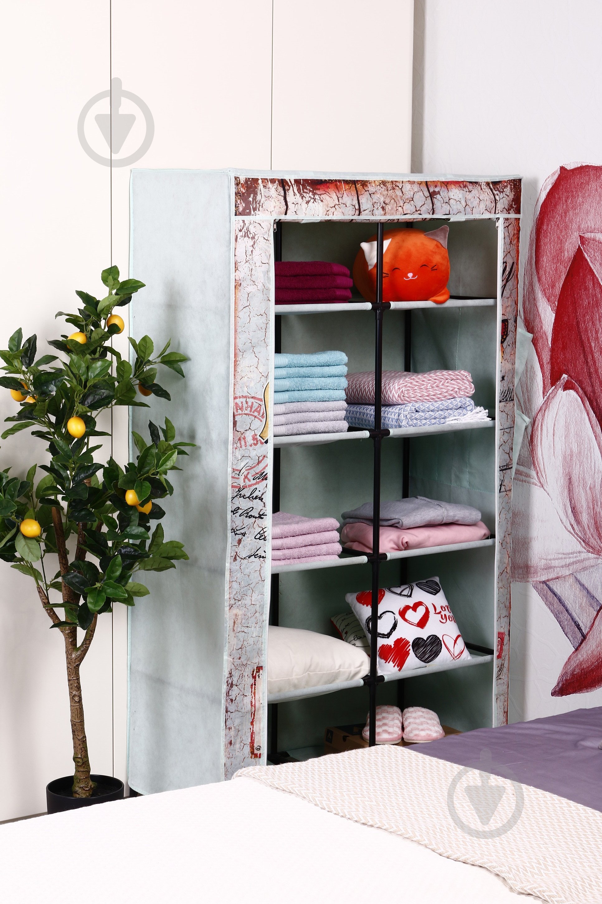 Тканевый шкаф JOY с карманами 1560х870х460 мм зеленый - фото 14