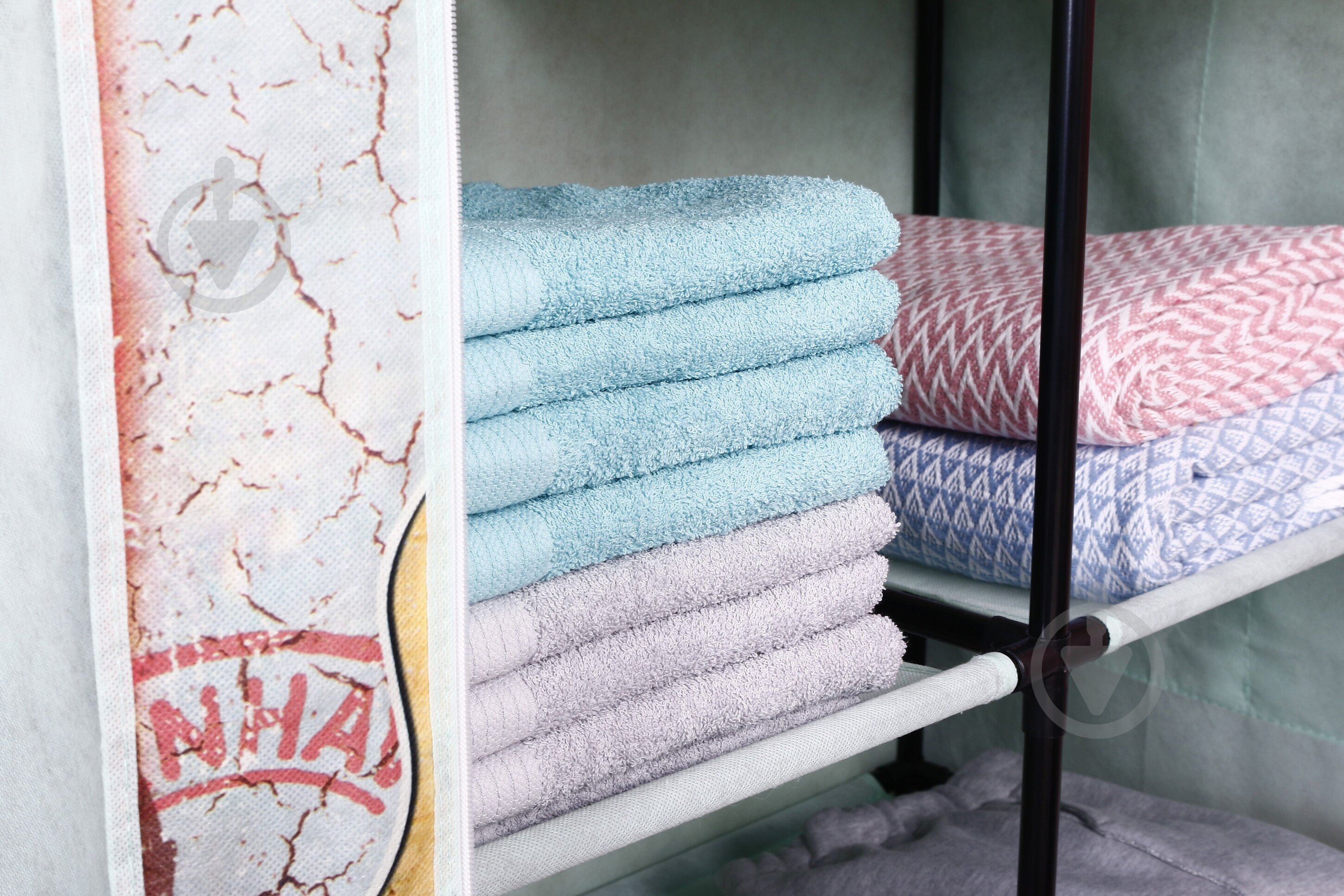 Тканевый шкаф JOY с карманами 1560х870х460 мм зеленый - фото 15