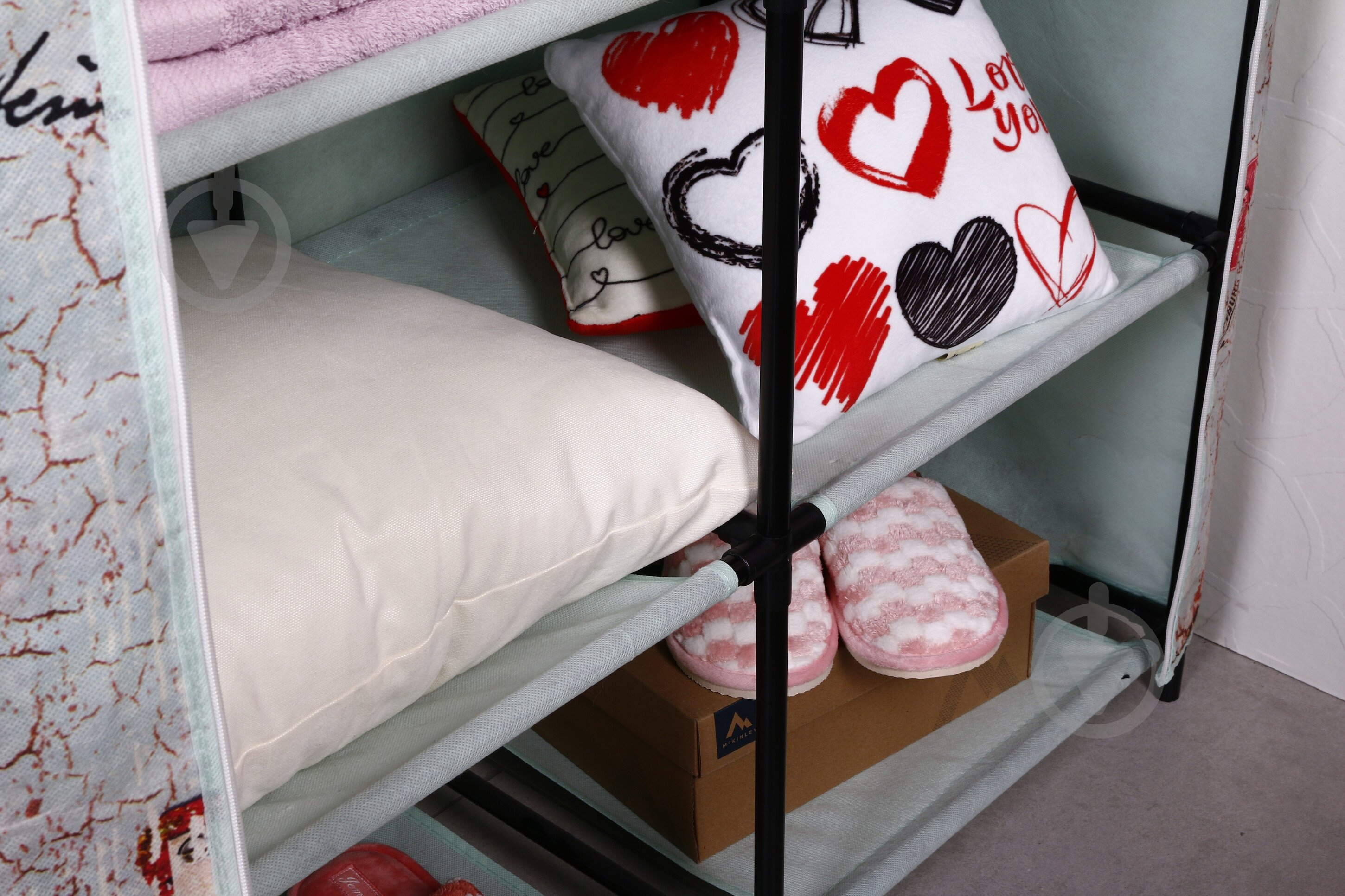 Тканевый шкаф JOY с карманами 1560х870х460 мм зеленый - фото 16