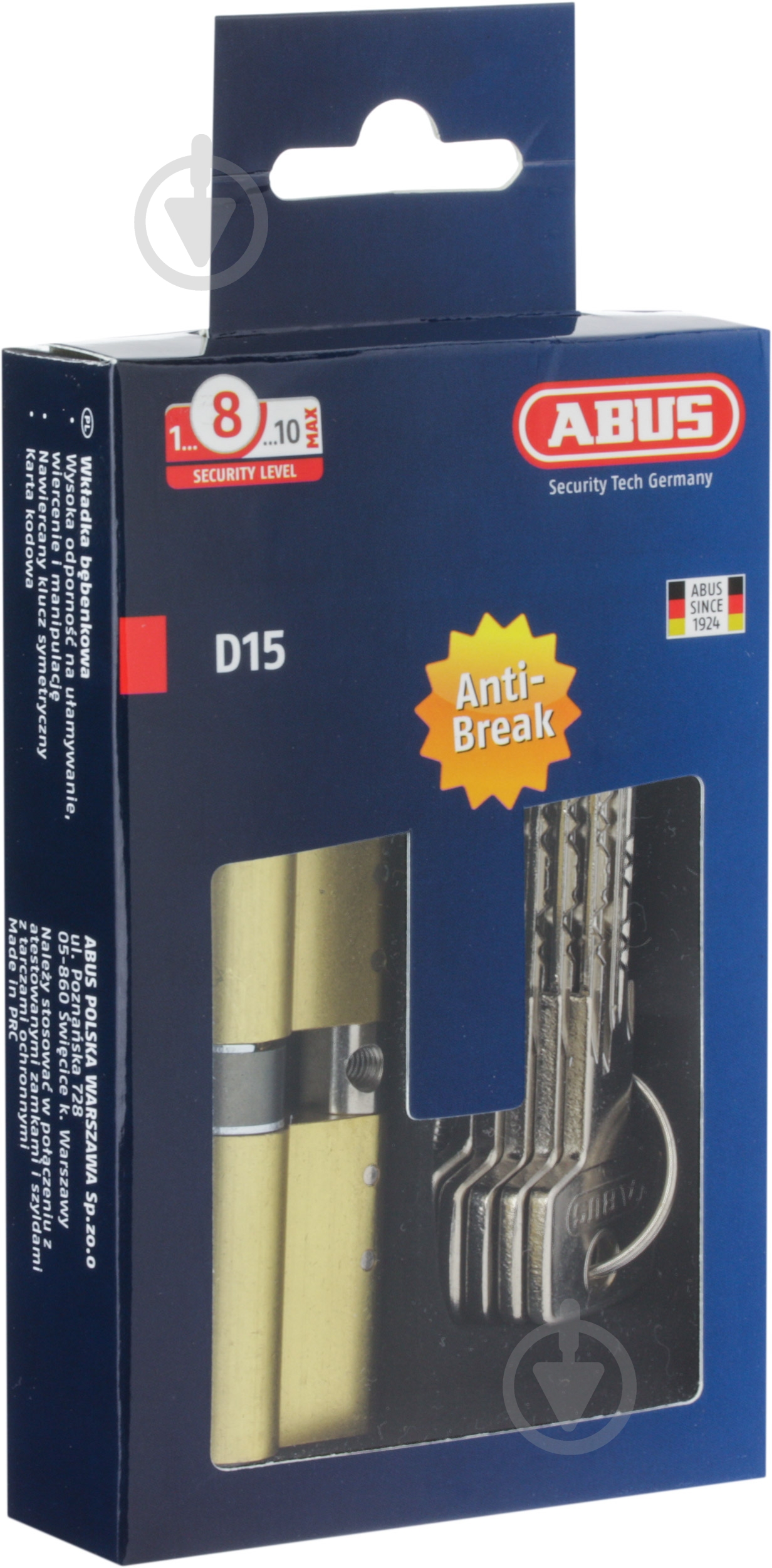 Цилиндр Abus D15 30x40 ключ-ключ 70 мм матовая латунь - фото 2 Цилиндр Abus D15 30x40 ключ-ключ 70 мм матовая латунь - фото 2