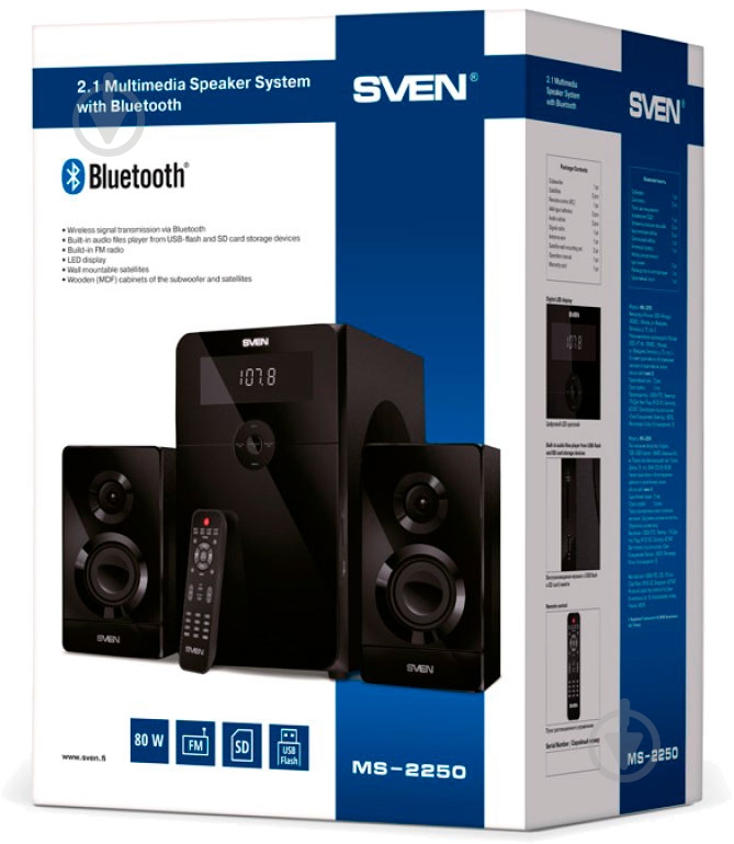 Акустическая система Sven MS-2250 2.1 black (Bluetooth) - фото 9
