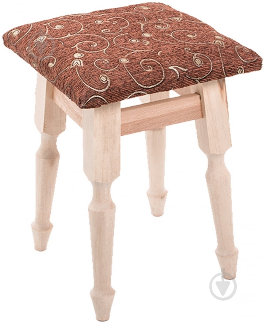 Табурет Комби коричневый с принтом / бук - фото 1