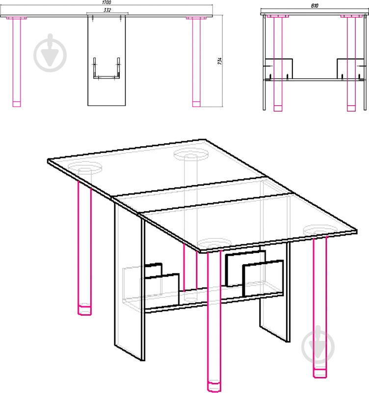 Стол-книжка Компанит 2 ольха - фото 3 Стол-книжка Компанит 2 ольха - фото 3