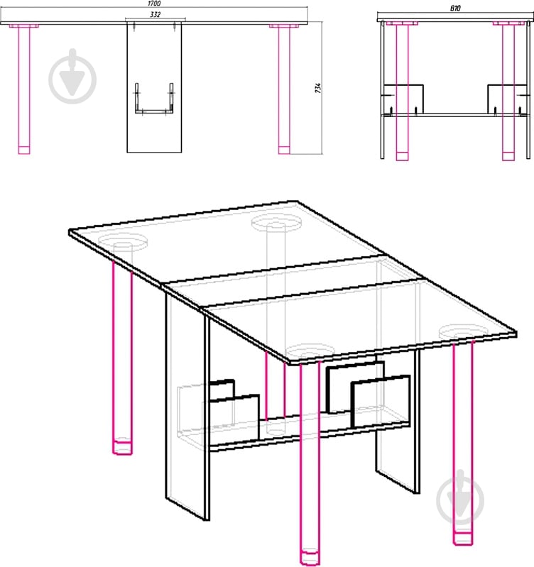 Стол-книжка Компанит 2 орех - фото 3