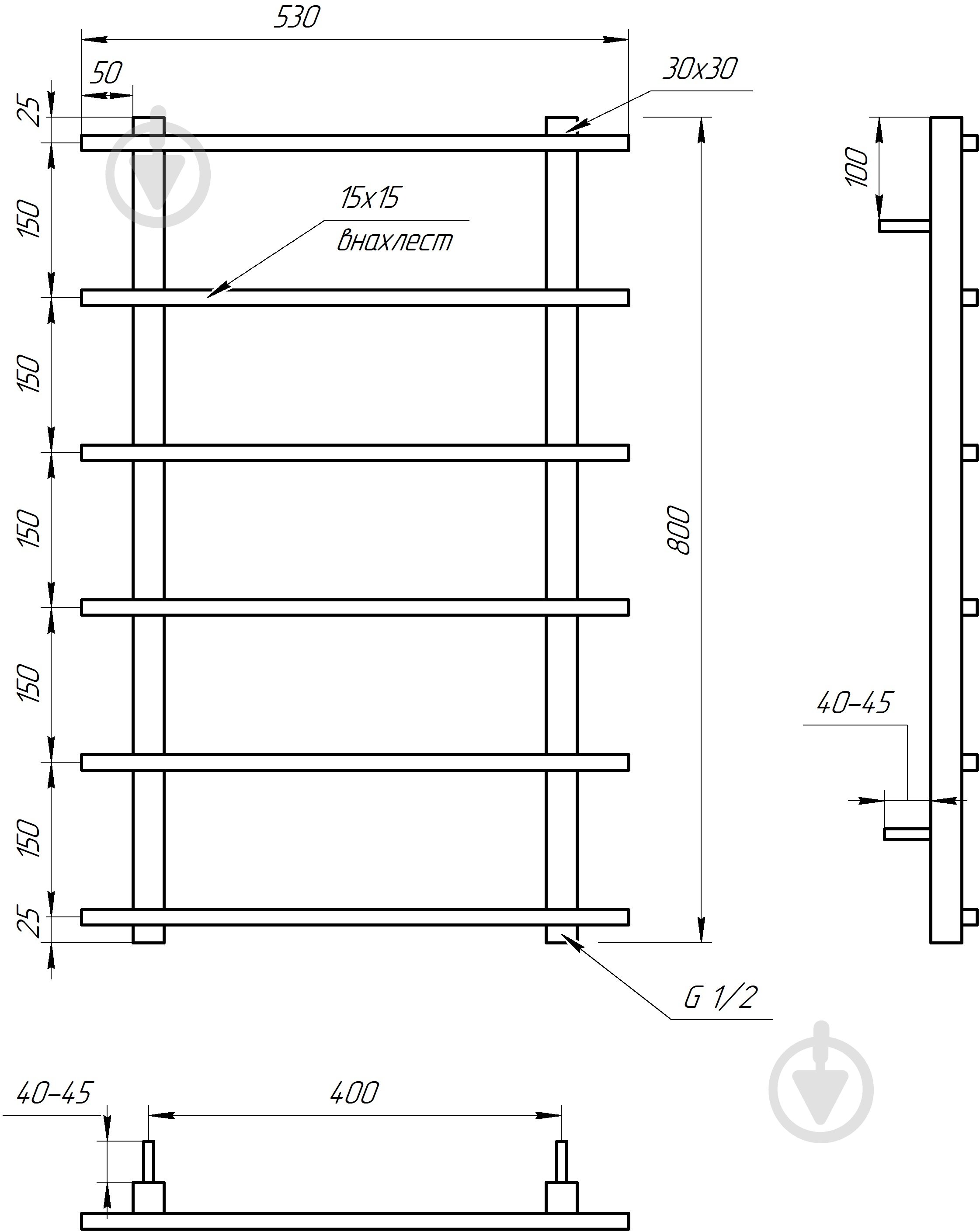 Полотенцесушитель водяной GenesisAqua Kioto/B800 - фото 3