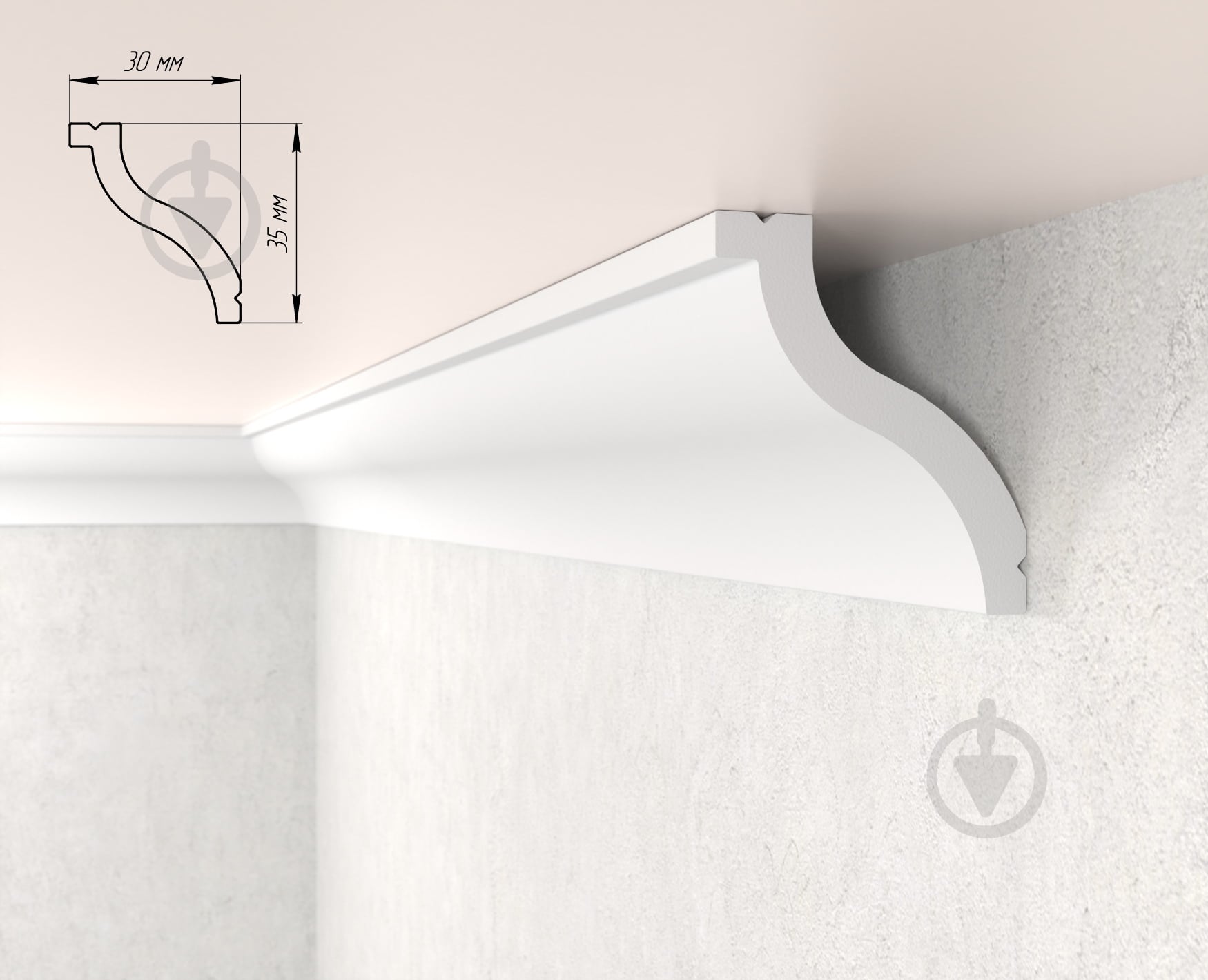 Потолочный плинтус 3035 2000x35x30 мм - фото 1 Потолочный плинтус 3035 2000x35x30 мм - фото 1