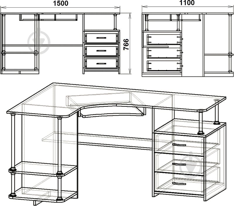 Стол компьютерный Компанит СУ-4 ольха - фото 3