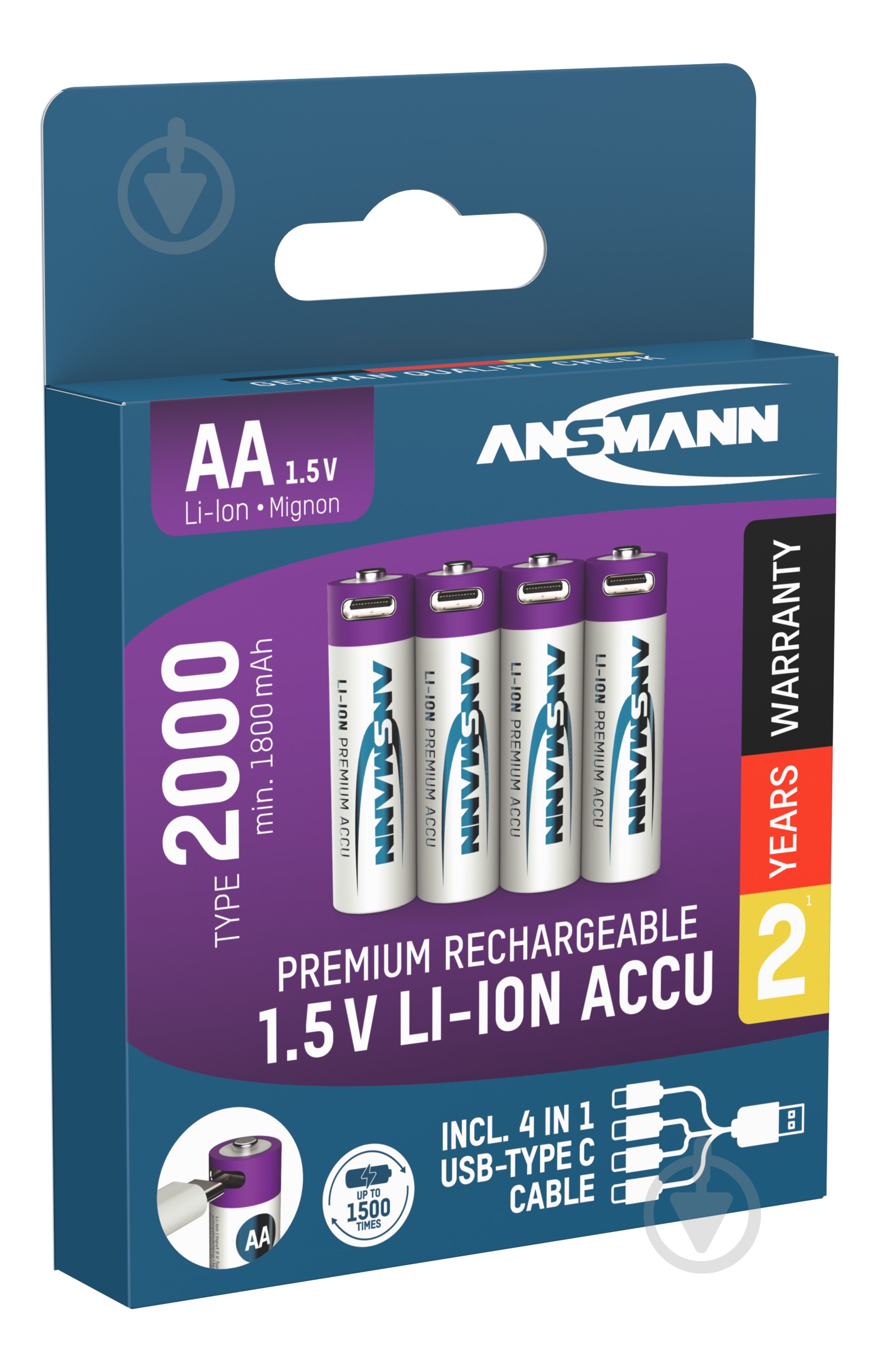 Аккумуляторы Ansmann AA 1,5 V 2000 mAh 1/2AA 4 шт. (1312-0036) - фото 8