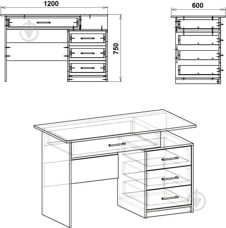 Стол письменный Компанит Студент-2 бук - фото 3 Стол письменный Компанит Студент-2 бук - фото 3