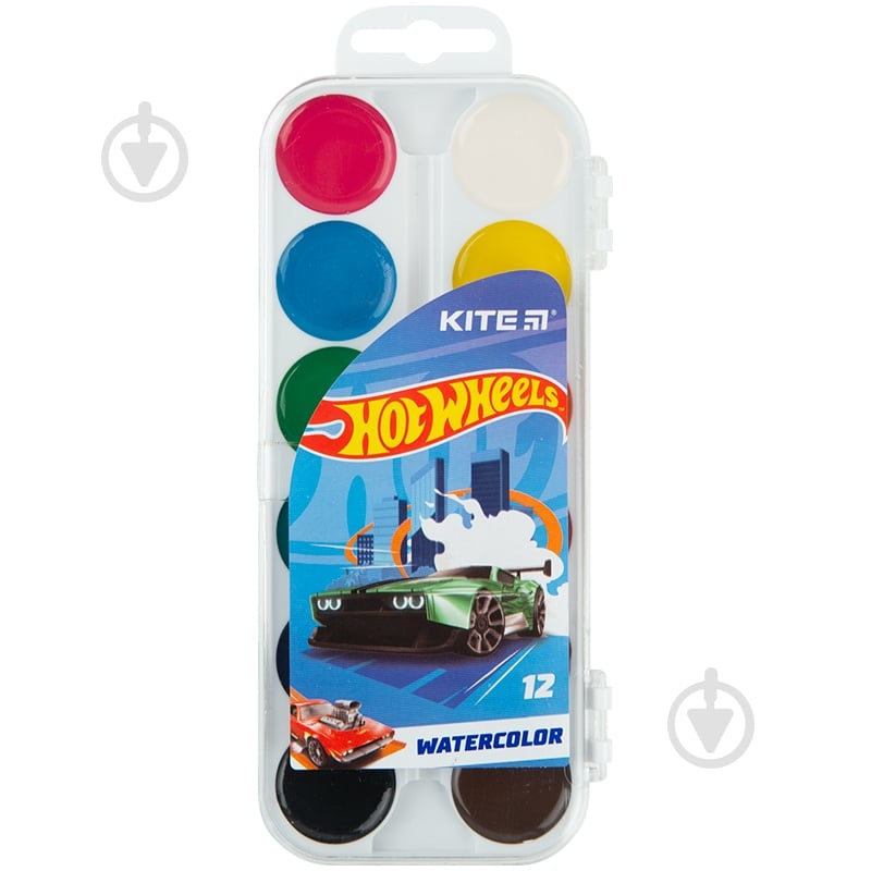 Краски акварельные медовые Hot Wheels 12 цветов HW23-061 KITE - фото 1