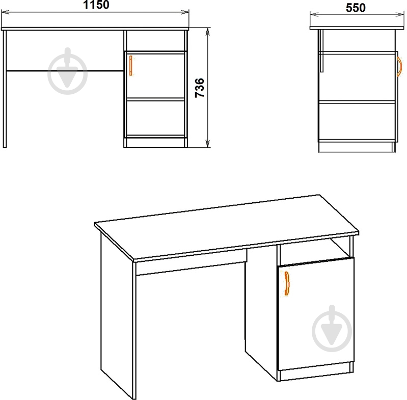 Стіл письмовий Компаніт Учень яблуня - фото 4 Стіл письмовий Компаніт Учень яблуня - фото 4