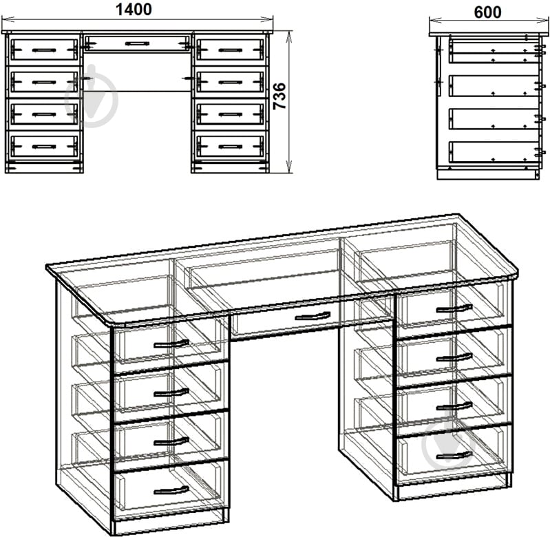 Стол письменный Компанит Учитель-3 ольха - фото 3