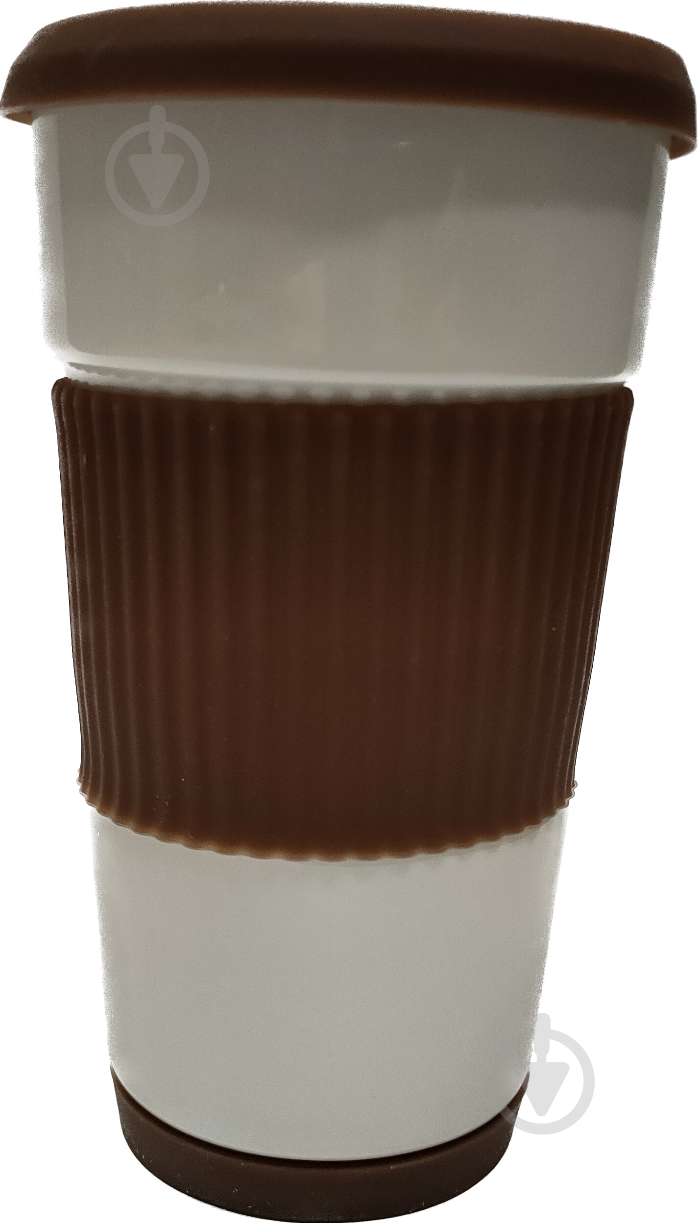 Чашка з кришкою Banquet 400 мл біло-коричнева IO-400MUG - фото 1