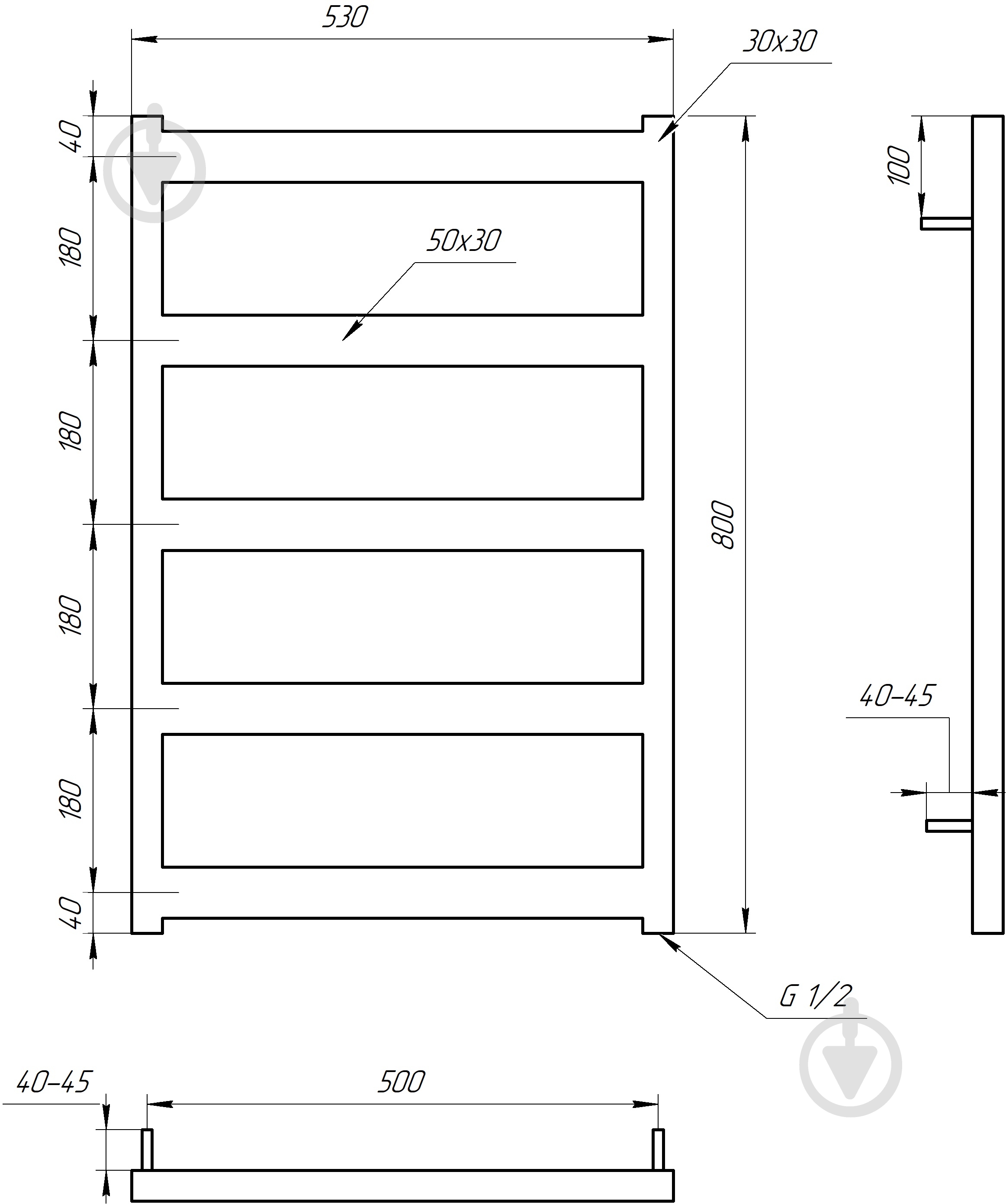 Полотенцесушитель водяной GenesisAqua Nova/B800 - фото 5