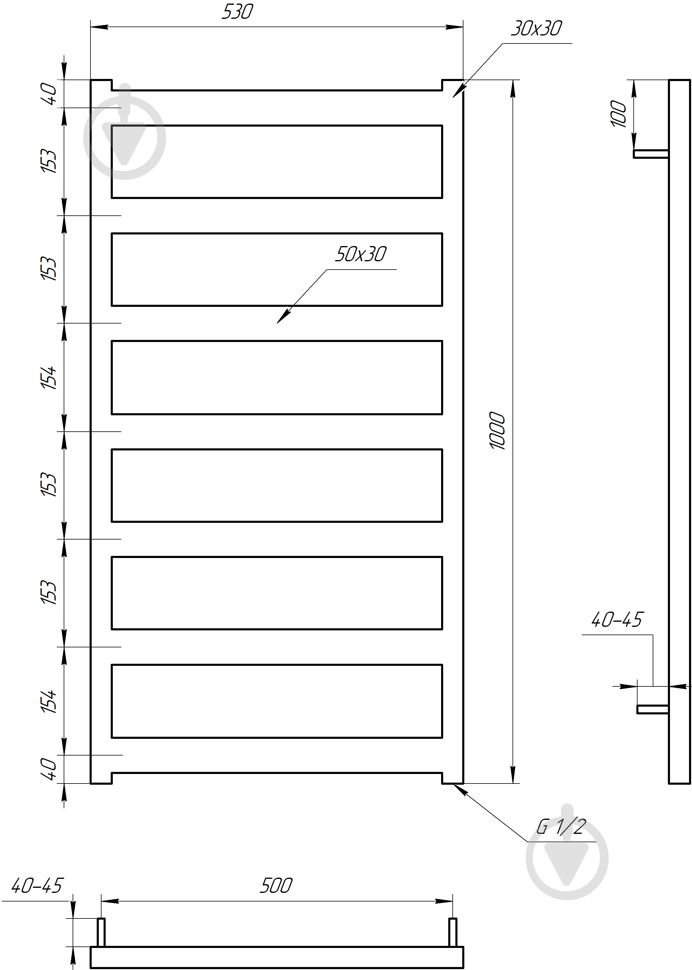 Полотенцесушитель водяной GenesisAqua Nova/B1000 - фото 4