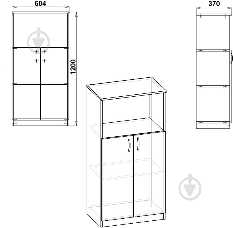 Шкаф Компанит КШ-15 дуб сонома - фото 3 Шкаф Компанит КШ-15 дуб сонома - фото 3