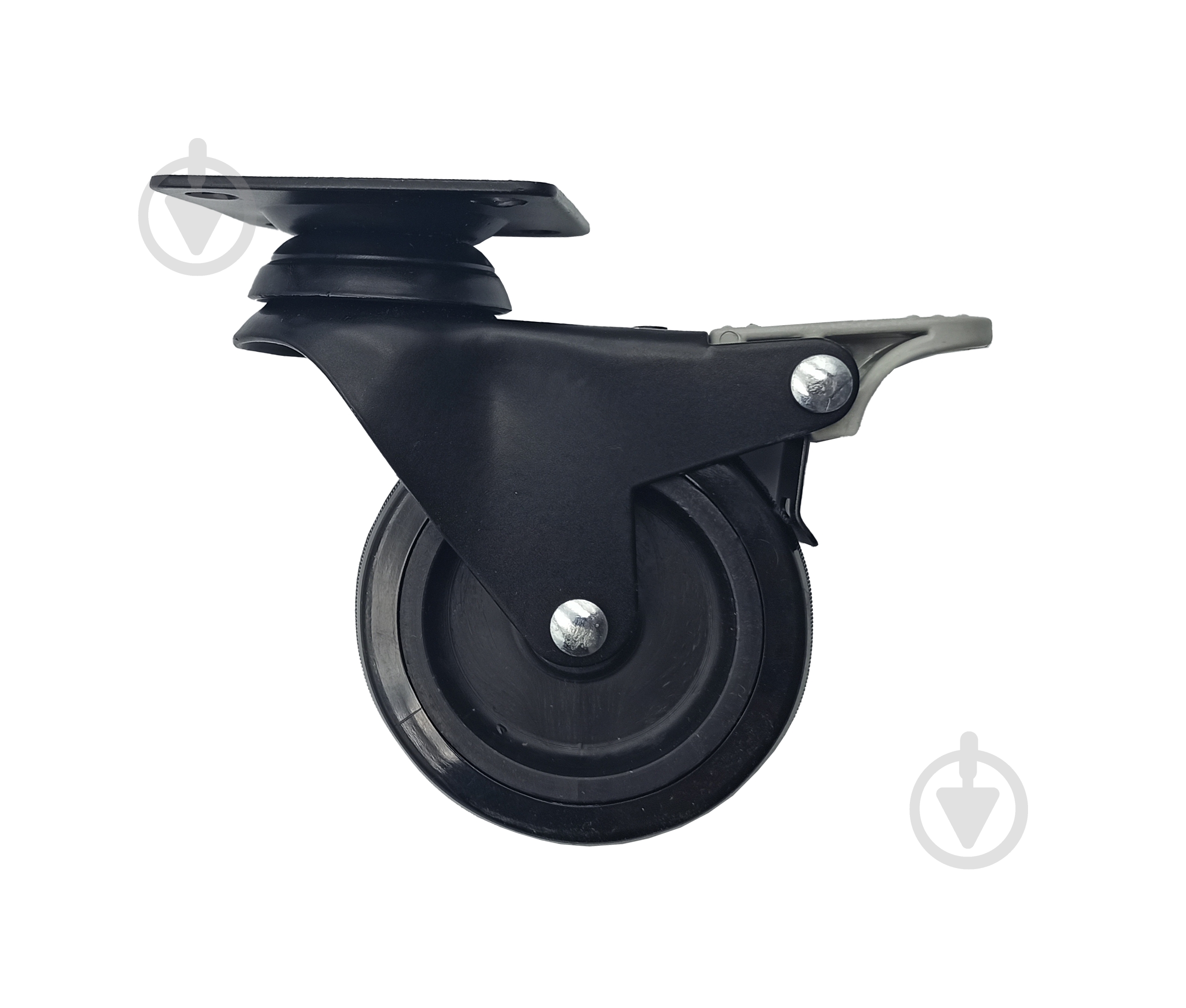 Ролик поворотный с площадкой термопл. резина D75 с тормозом черный Burak 0752 FZHSS - фото 2