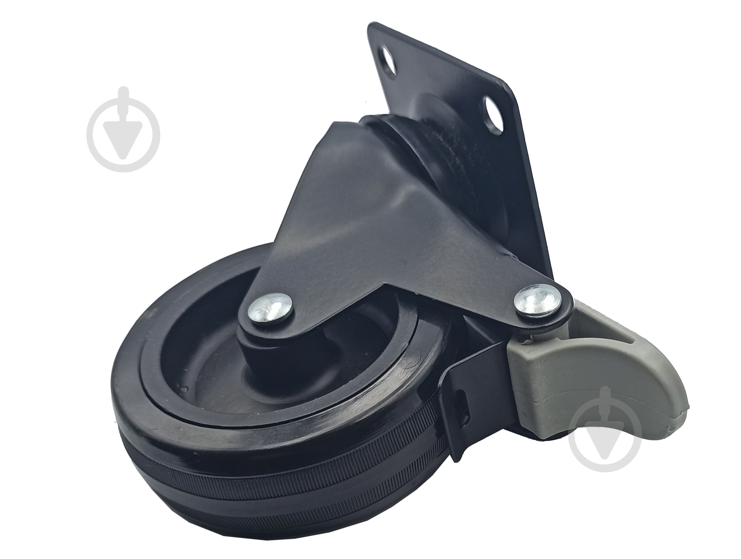 Ролик поворотный с площадкой термопл. резина D75 с тормозом черный Burak 0752 FZHSS - фото 1