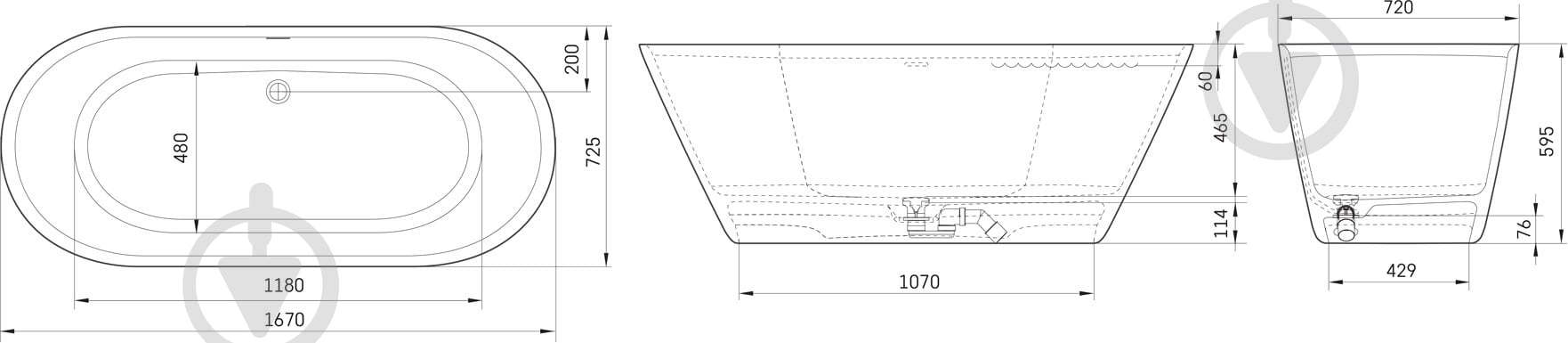 Ванна PAA Storia 167х72,5 см - фото 5