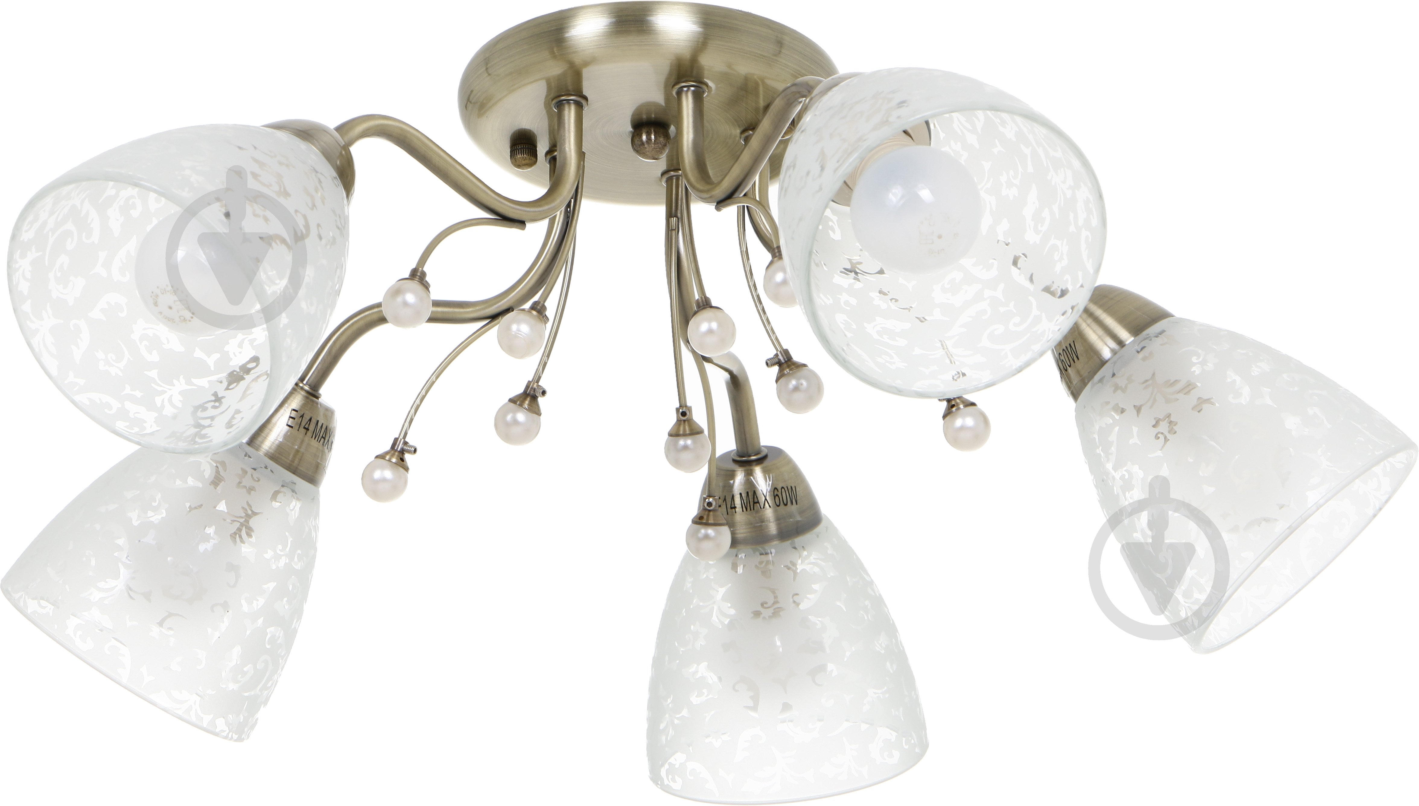 Люстра потолочная Luce 5 5x40 Вт E14 латунь - фото 1