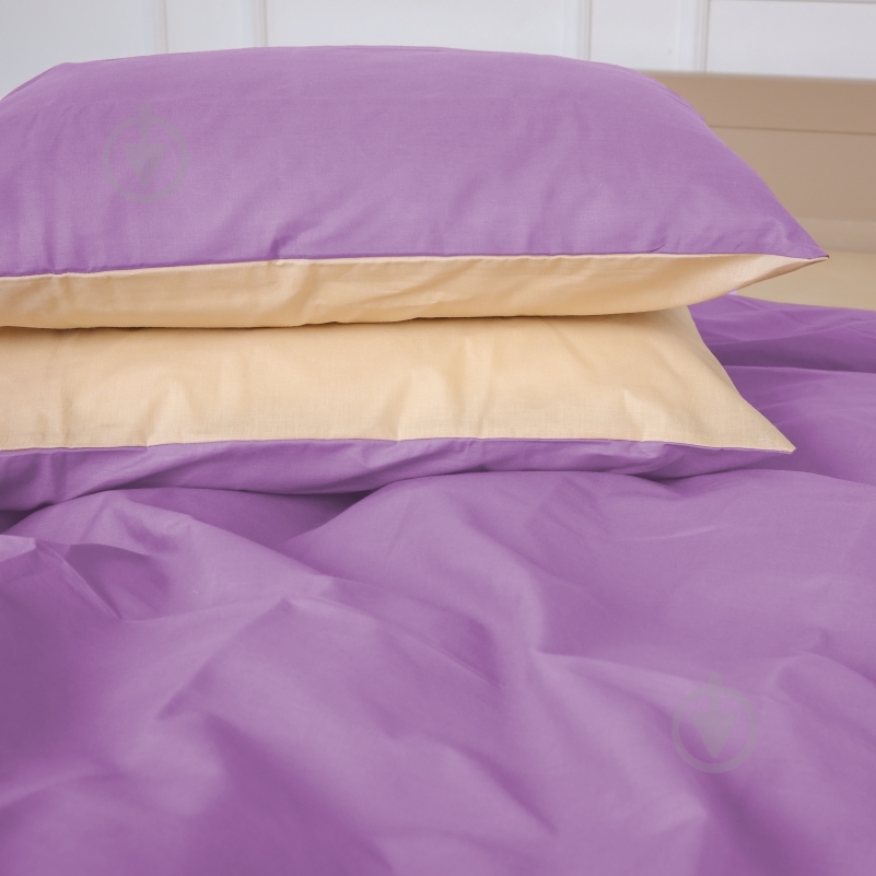 Комплект постільної білизни Бязь Ranforce Elite Dino (12-0712+16-3310) 2х160х220 см бежевий/фіолетовий MirSon - фото 4