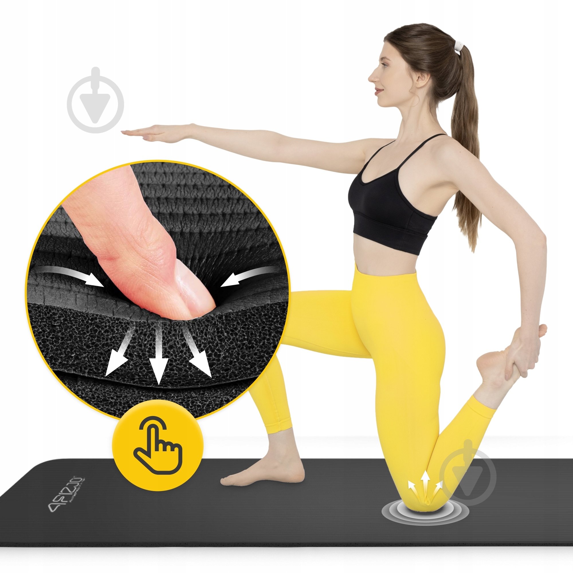 Килимок для йоги та фітнесу 4fizjo 180 x 60 x 1,5 см NBR Black (P-5907222931592) чорний - фото 4 Килимок для йоги та фітнесу 4fizjo 180 x 60 x 1,5 см NBR Black (P-5907222931592) чорний - фото 4