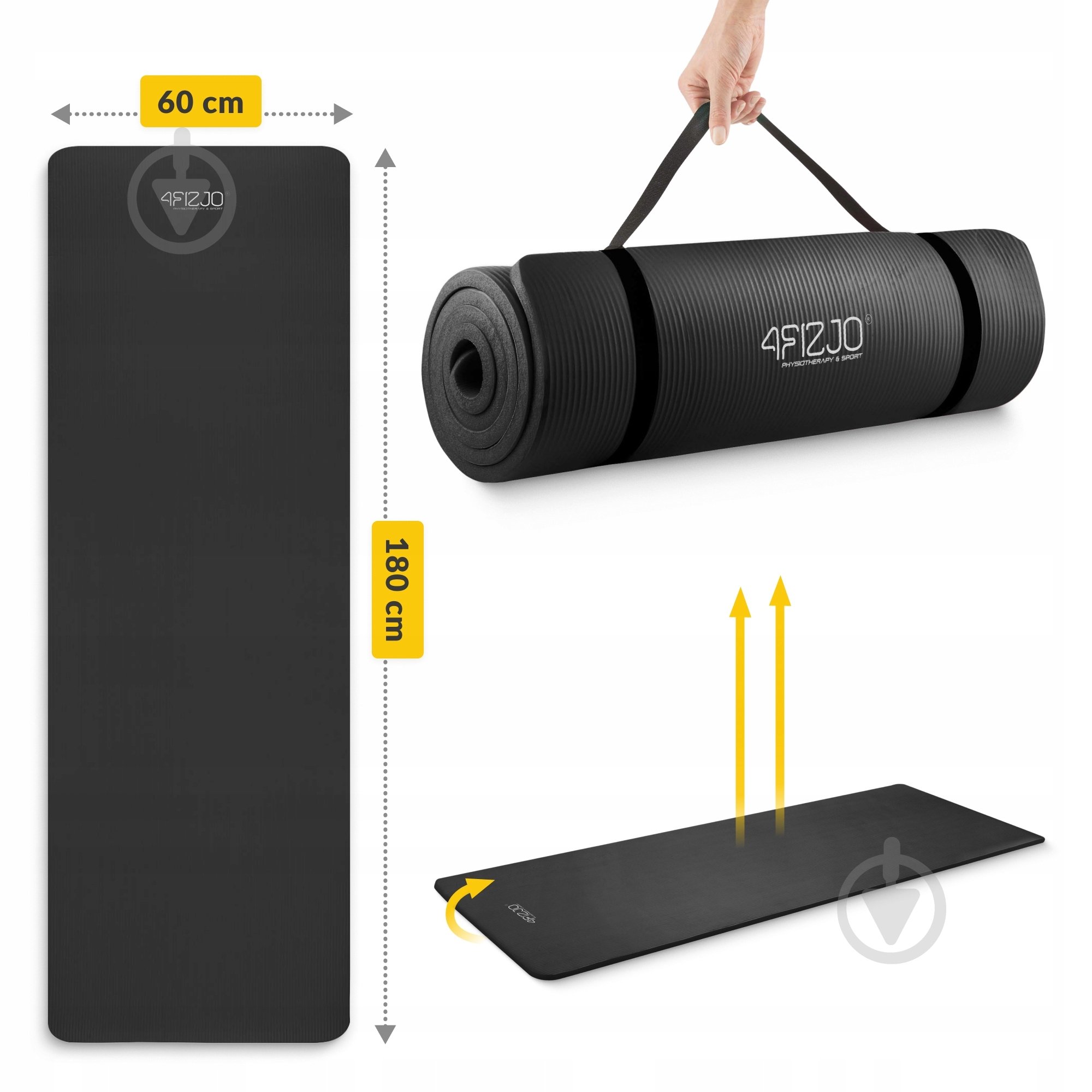 Килимок для йоги та фітнесу 4fizjo 180 x 60 x 1,5 см NBR Black (P-5907222931592) чорний - фото 9 Килимок для йоги та фітнесу 4fizjo 180 x 60 x 1,5 см NBR Black (P-5907222931592) чорний - фото 9