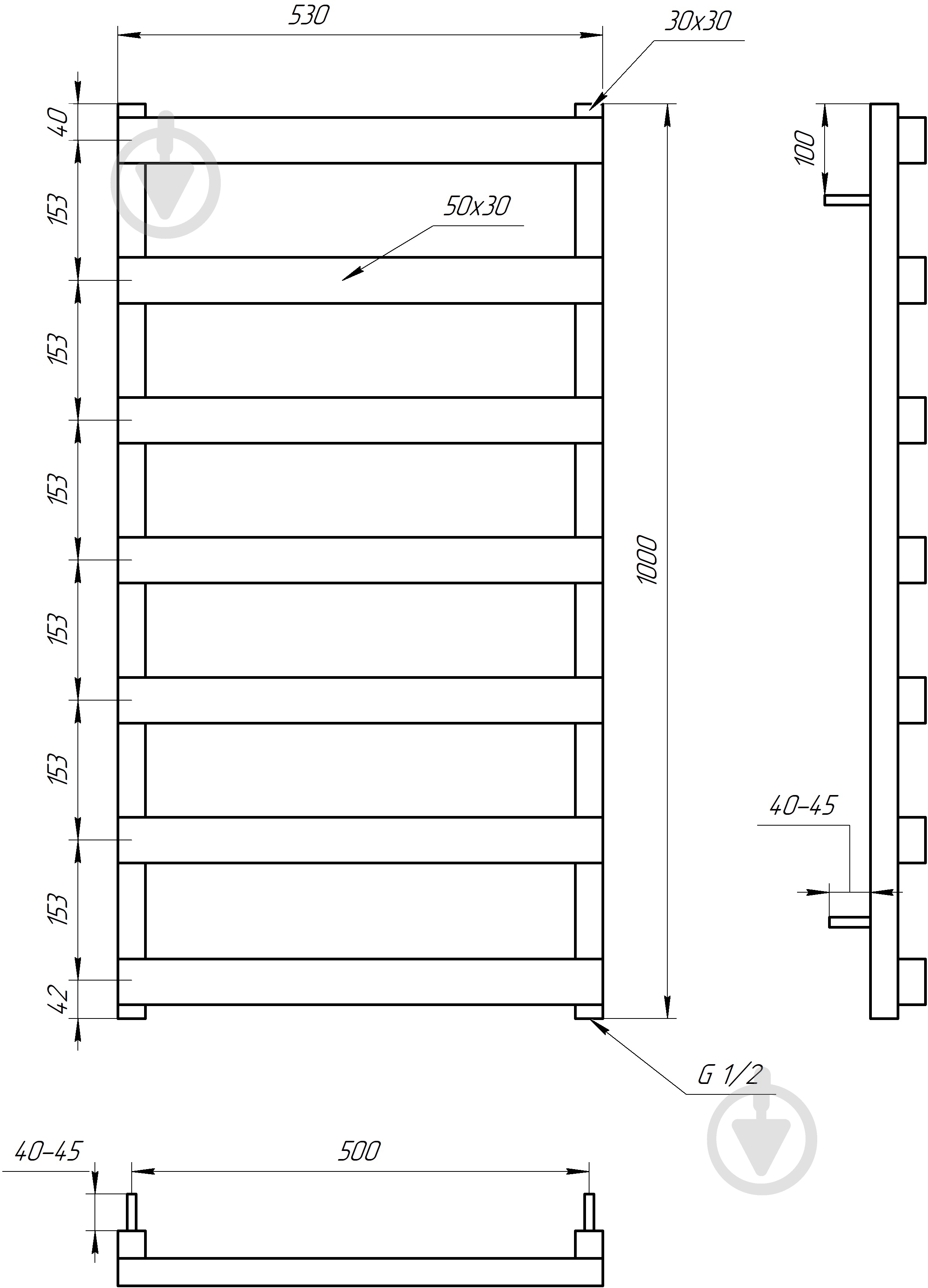 Полотенцесушитель водяной GenesisAqua Fancy/B1000 - фото 2
