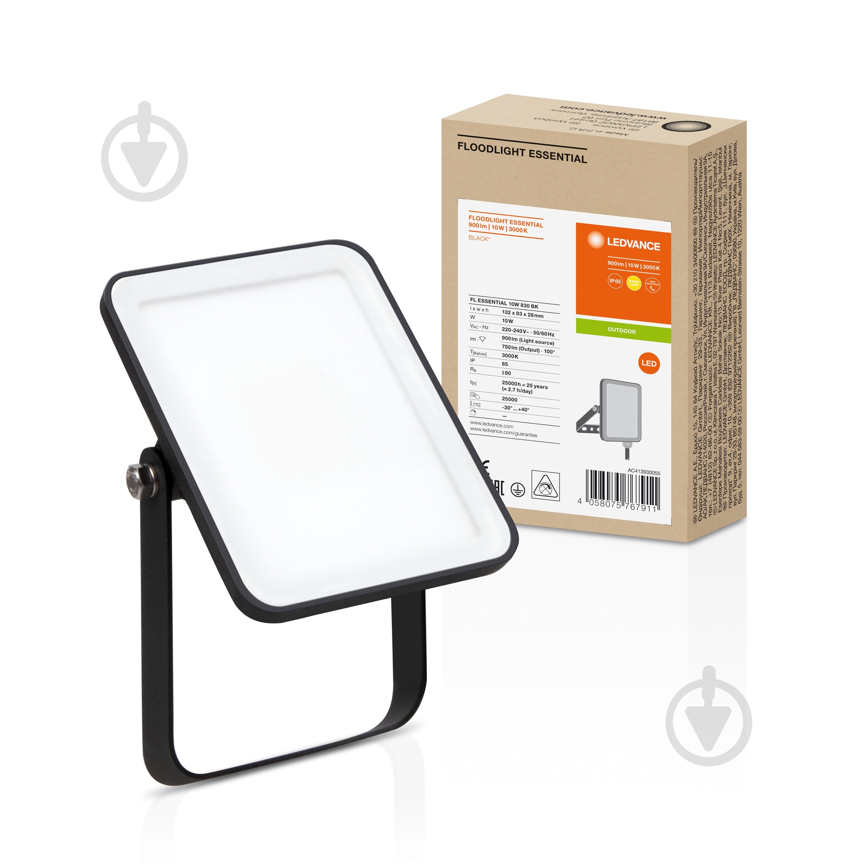 Прожектор Ledvance Floodlight Essential 10 Вт IP65 чорний - фото 1