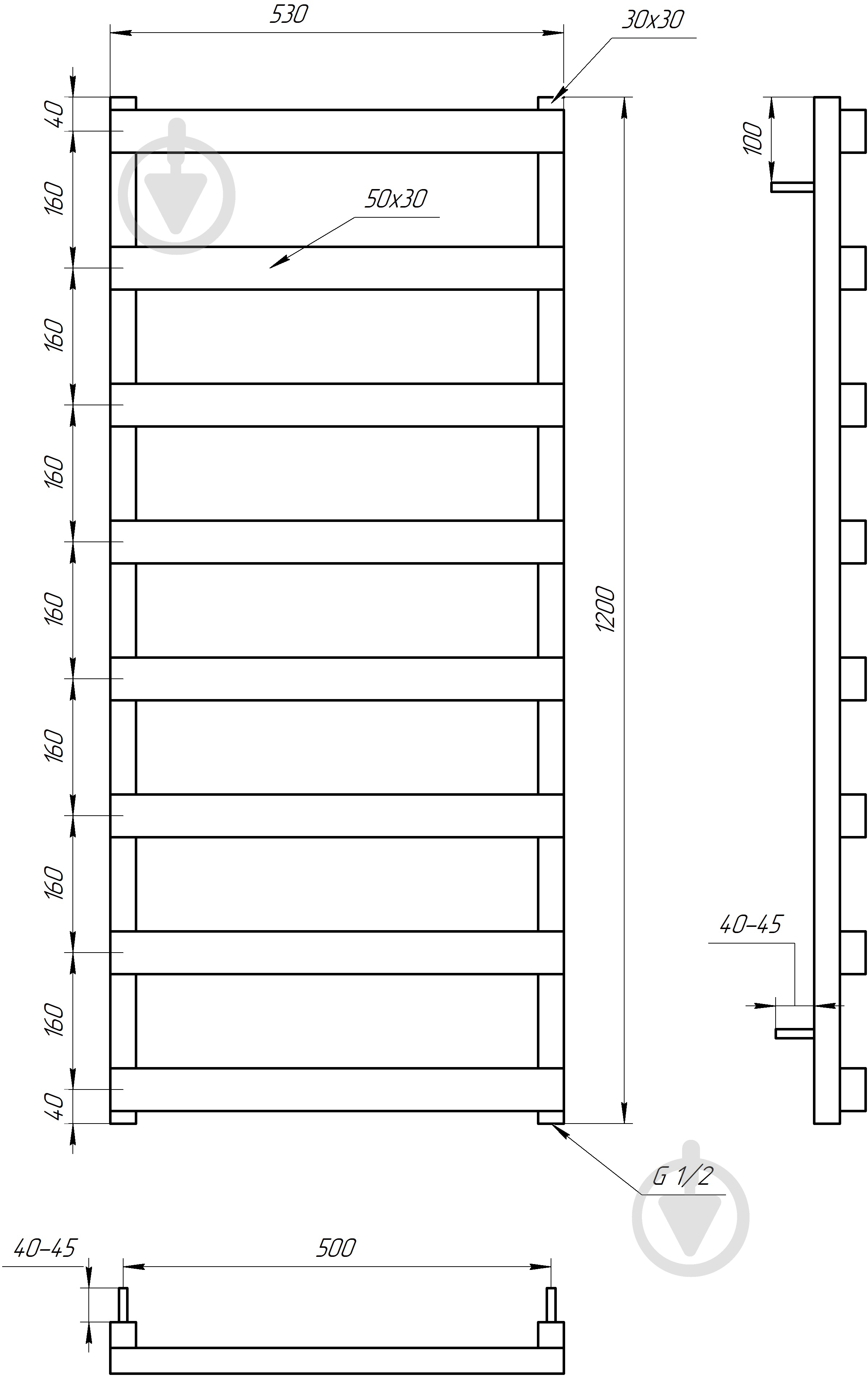 Полотенцесушитель водяной GenesisAqua Fancy/B1200 - фото 2 Полотенцесушитель водяной GenesisAqua Fancy/B1200 - фото 2