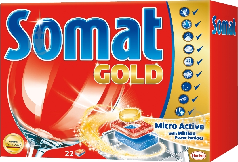 Таблетки для посудомийних машин Somat Gold Micro Active 22 шт. - фото 1
