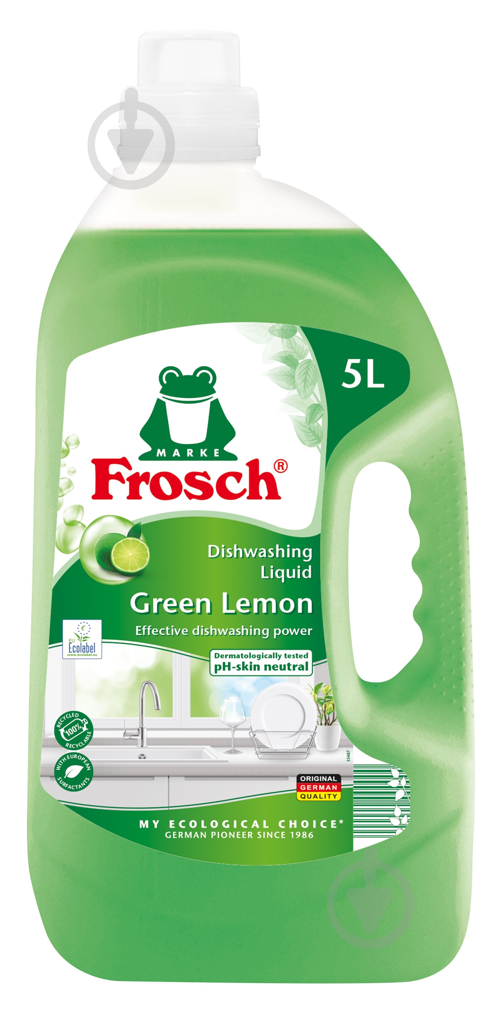 Бальзам для ручного миття посуду Frosch Зелений лимон 5 л - фото 1