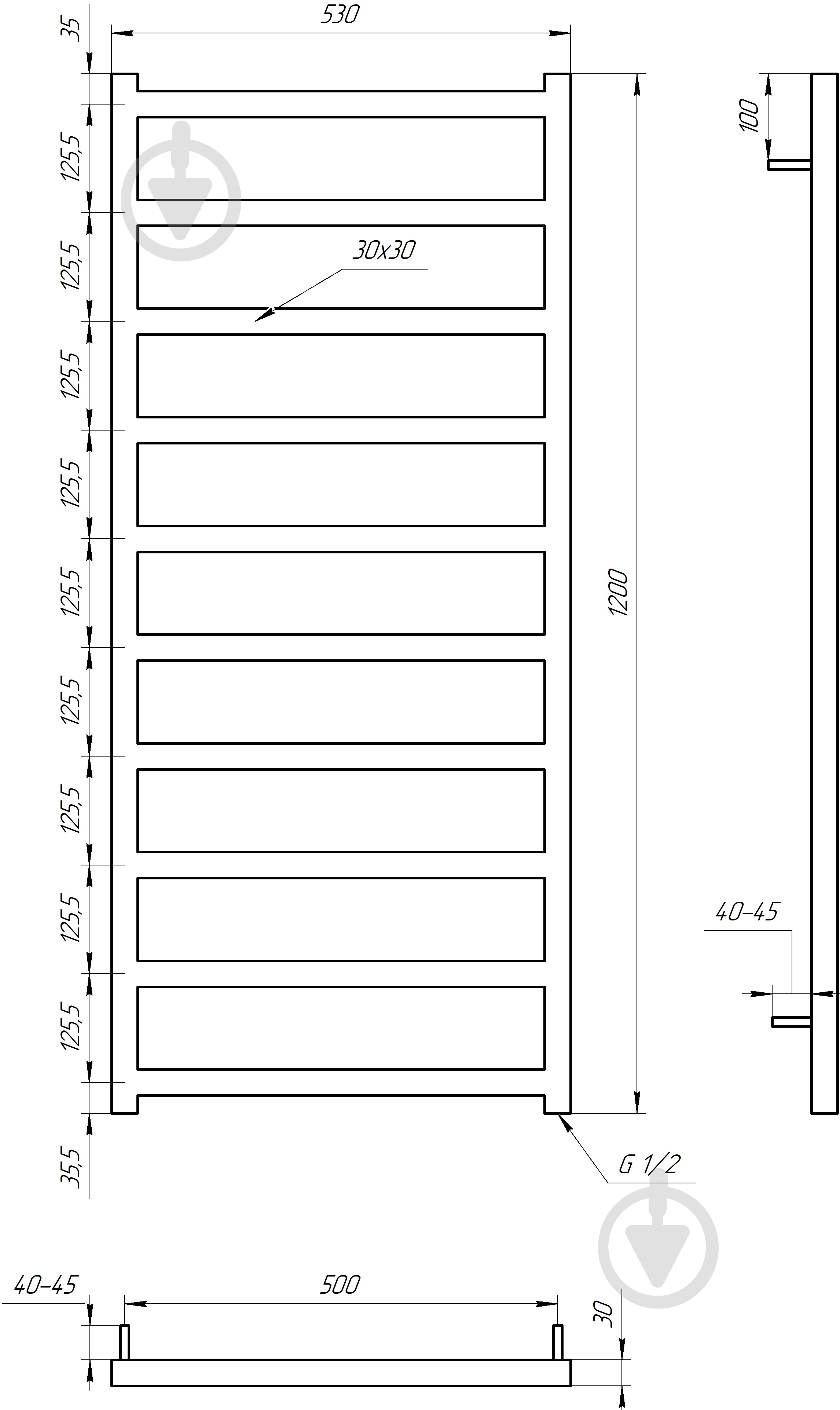 Полотенцесушитель водяной GenesisAqua Bud/B1200 - фото 3 Полотенцесушитель водяной GenesisAqua Bud/B1200 - фото 3