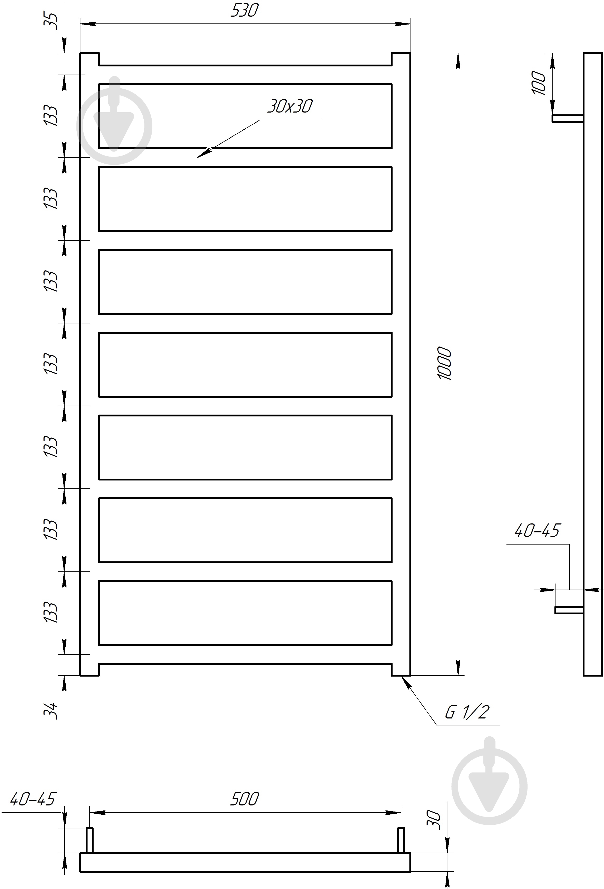 Полотенцесушитель водяной GenesisAqua Bud/B1000 - фото 3 Полотенцесушитель водяной GenesisAqua Bud/B1000 - фото 3