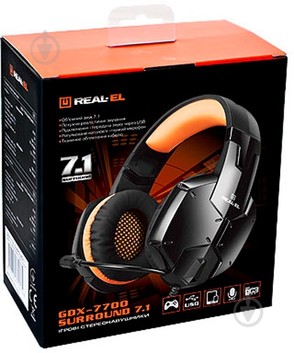 Навушники Real-el GDX-7700 SURROUND 7.1 black/orange - фото 7