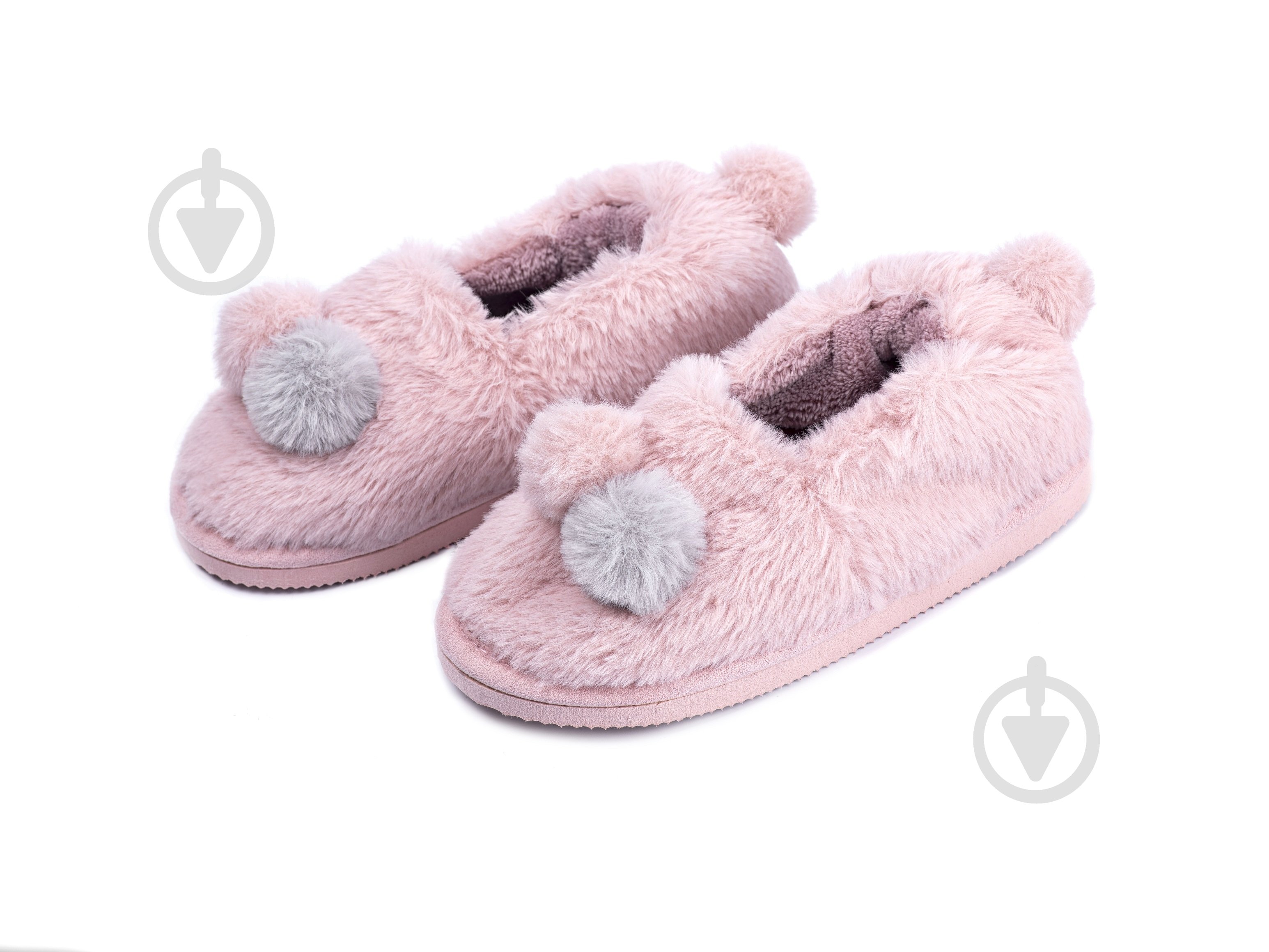 Тапочки детские для девочки Twins HS-LUX чешки меховые с декором р.28/29 пудровый - фото 1