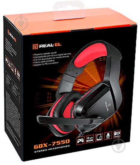 Наушники Real-el GDX-7550 black/red (EL124100029) - фото 9 Наушники Real-el GDX-7550 black/red (EL124100029) - фото 9