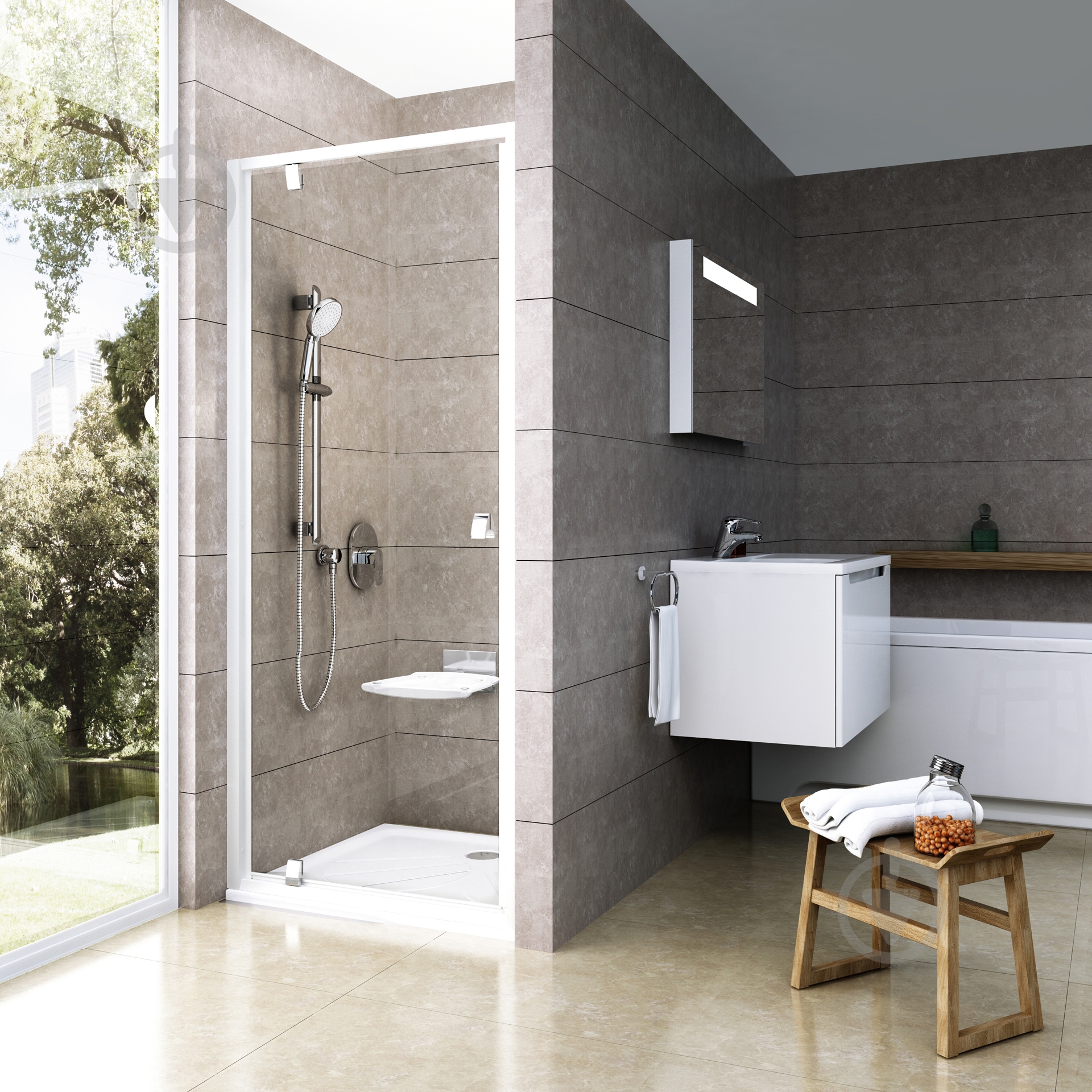 Душевые двери PDOP1-90 (Transp) white 03G70100Z1 - фото 2