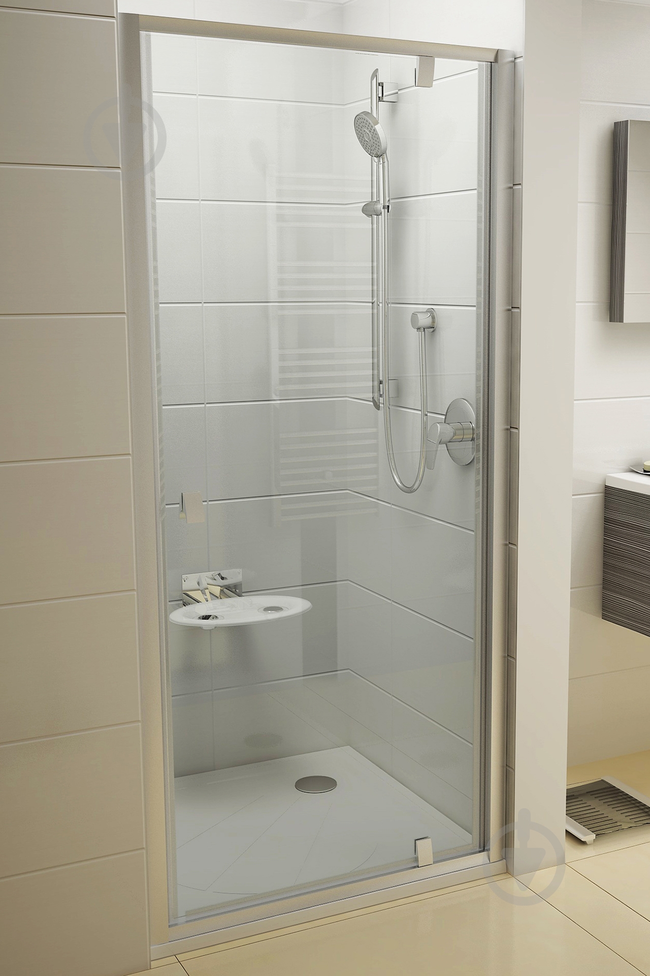 Душевые двери PDOP1-90 (Transp) white 03G70100Z1 - фото 1