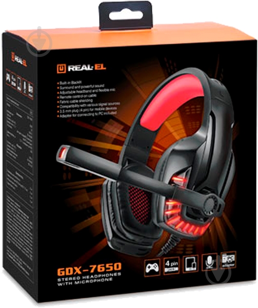 Наушники Real-el GDX-7650 black/red - фото 11
