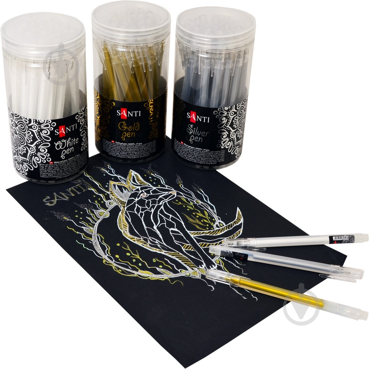 Ручка гелевая Santi белая 420362 - фото 1