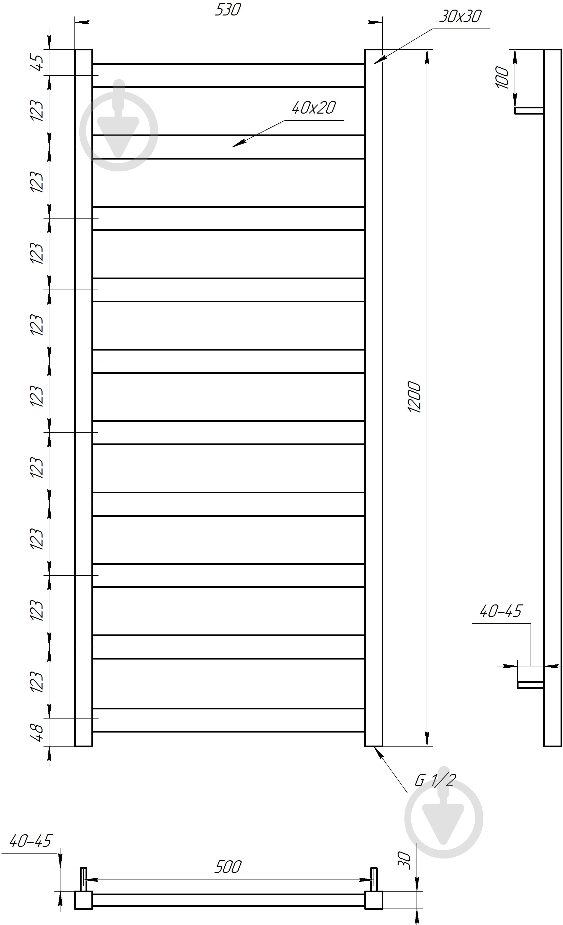 Полотенцесушитель водяной GenesisAqua Maxi/B1200 - фото 4 Полотенцесушитель водяной GenesisAqua Maxi/B1200 - фото 4