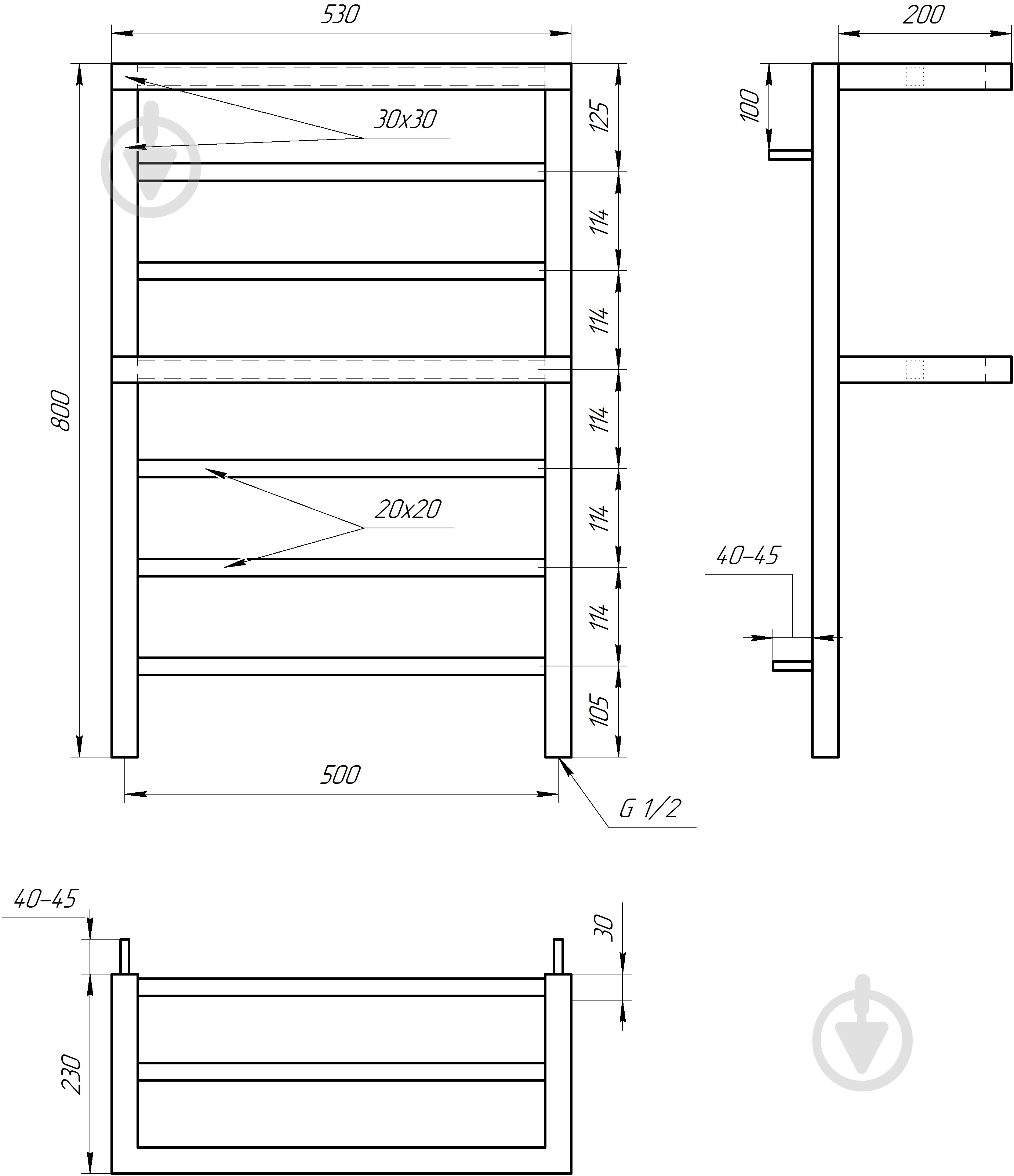 Полотенцесушитель водяной GenesisAqua Aro/B800 - фото 4