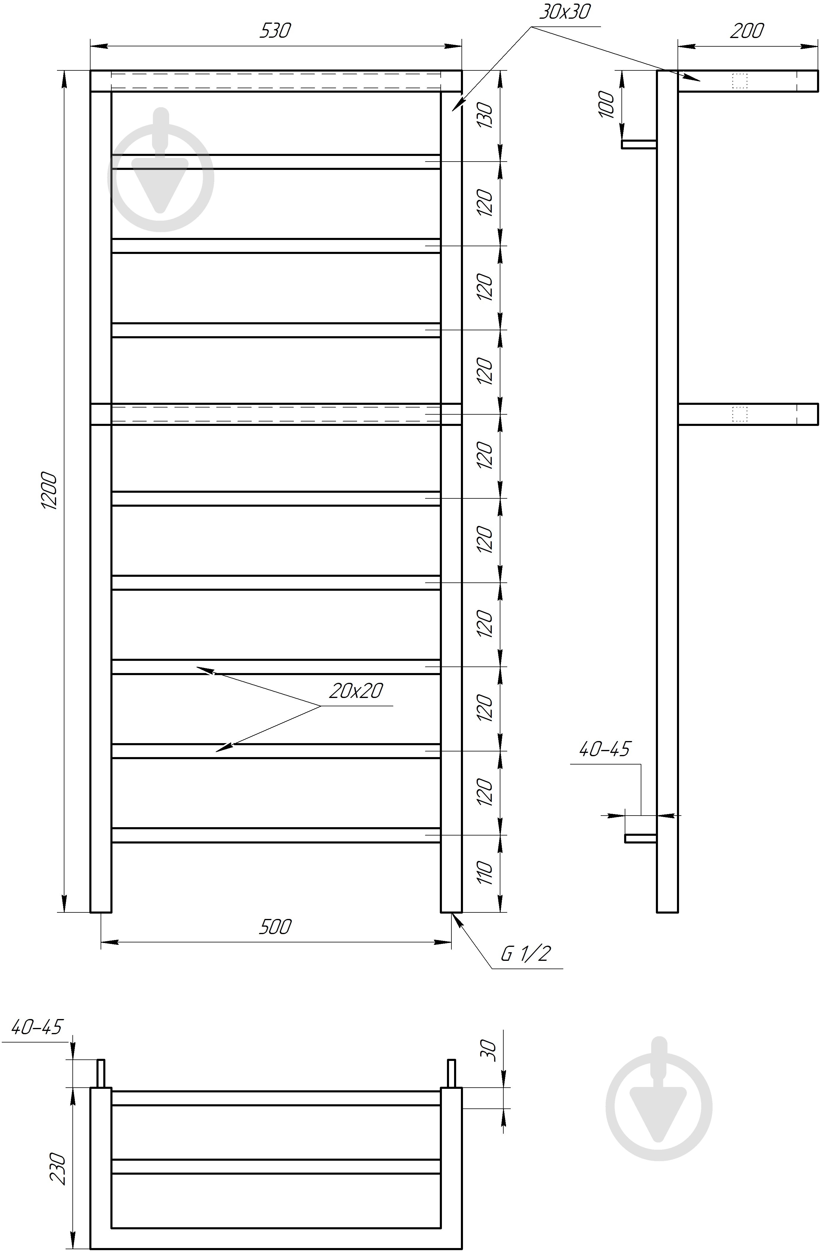 Полотенцесушитель водяной GenesisAqua Aro/B1200 - фото 4 Полотенцесушитель водяной GenesisAqua Aro/B1200 - фото 4