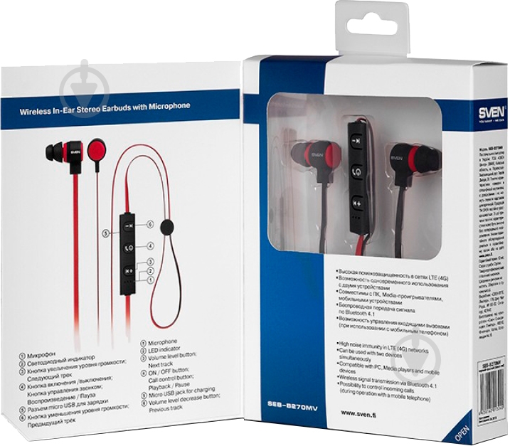Наушники Sven SEB-B270MV black/red - фото 4 Наушники Sven SEB-B270MV black/red - фото 4
